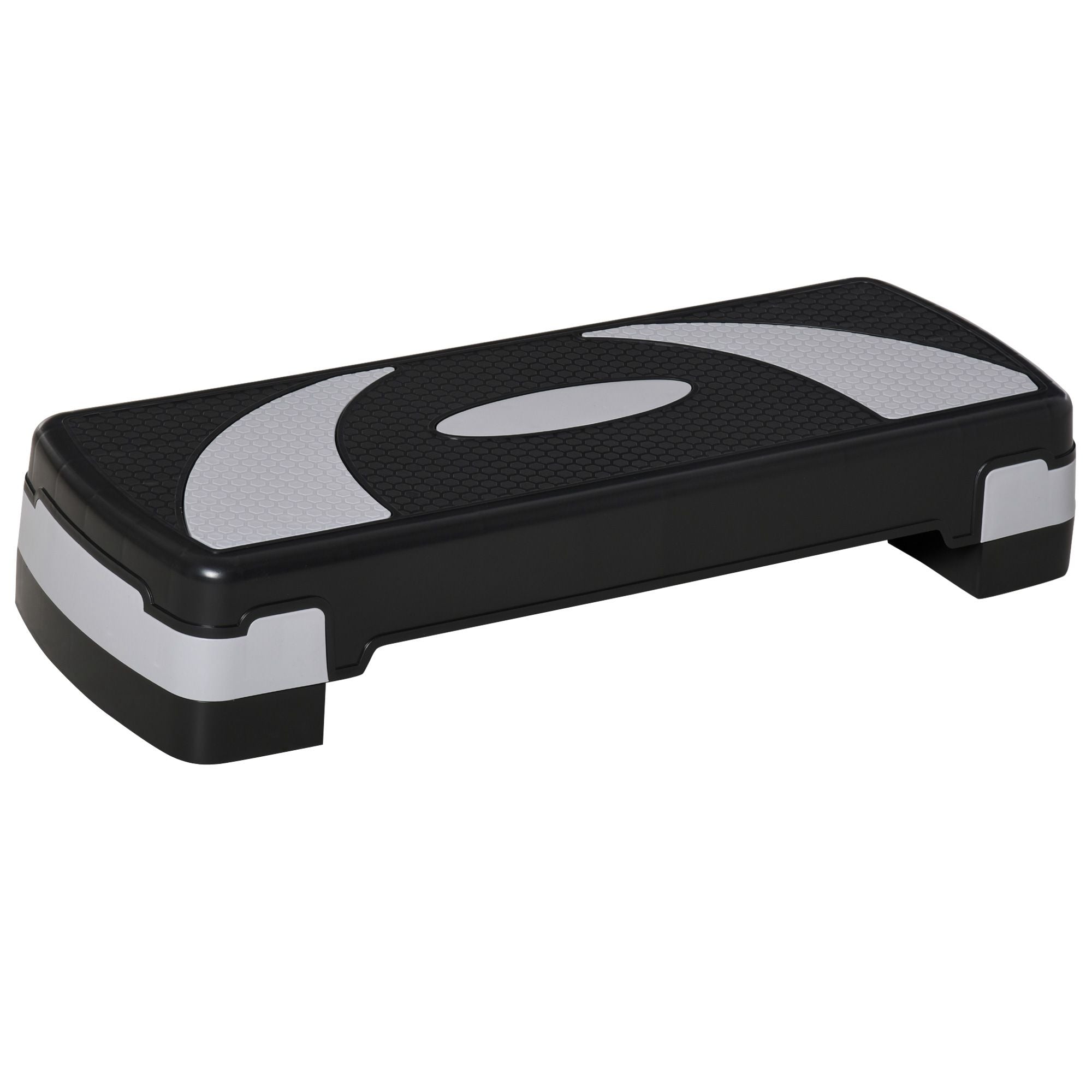 HOMCOM Justerbar Fitness Stepper med 3 niveauer (10/15/20 cm) Skridsikker Step Bænk Kapacitet op til 150 kg til Hjemmetræning Sort