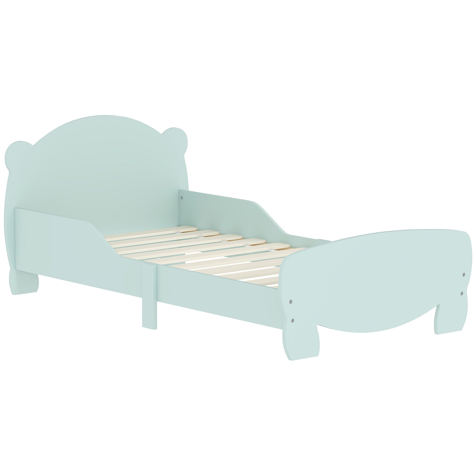AIYAPLAY Montessori-Bett für Kinder 3-6 Jahre, 140x70 cm Einzelbett mit Anti-Kipp-Schutz und Holzlattenbasis in Bärenform für das Kinderzimmer, Grün