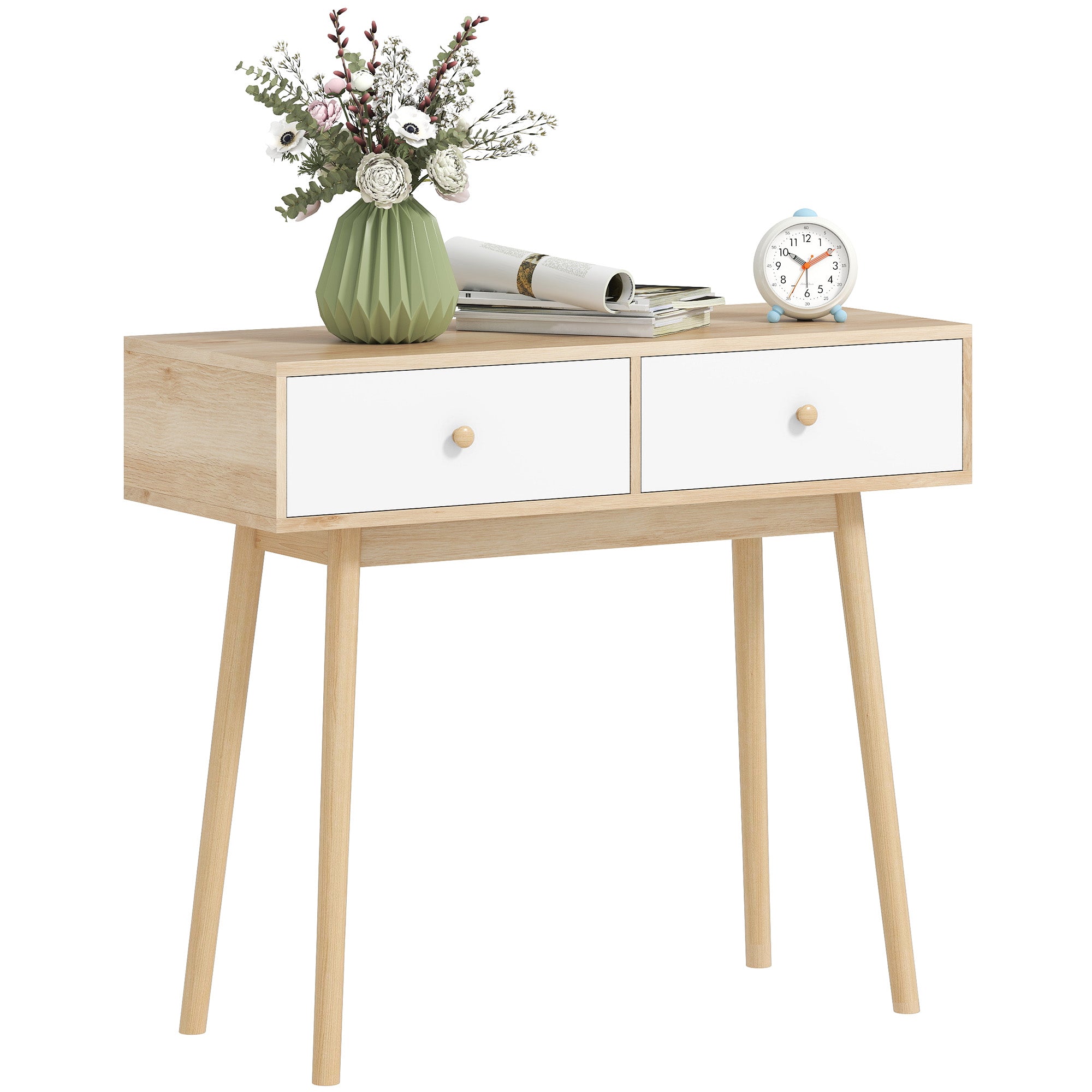 Narrow Console Table Entryway Console Table Sofa Table with 2 Drawers Modern Style for Hallway Entryway Living Room Bedroom Oak