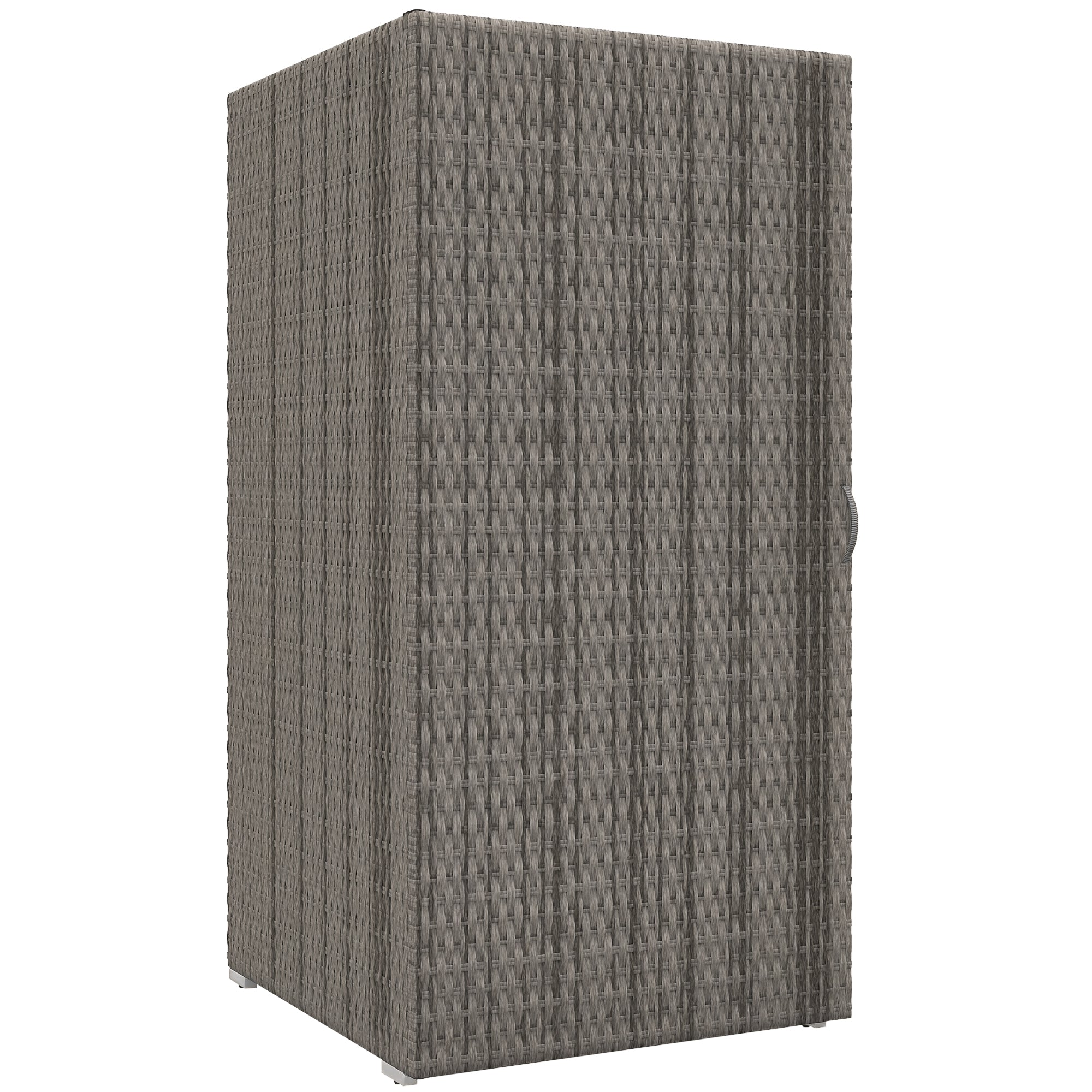 Outsunny Zunanja in Notranja Rattan PE Omara, Vrtna Omara z 2 Predali za Teraso in Ob Bazenu, 60x63x120cm, Siva