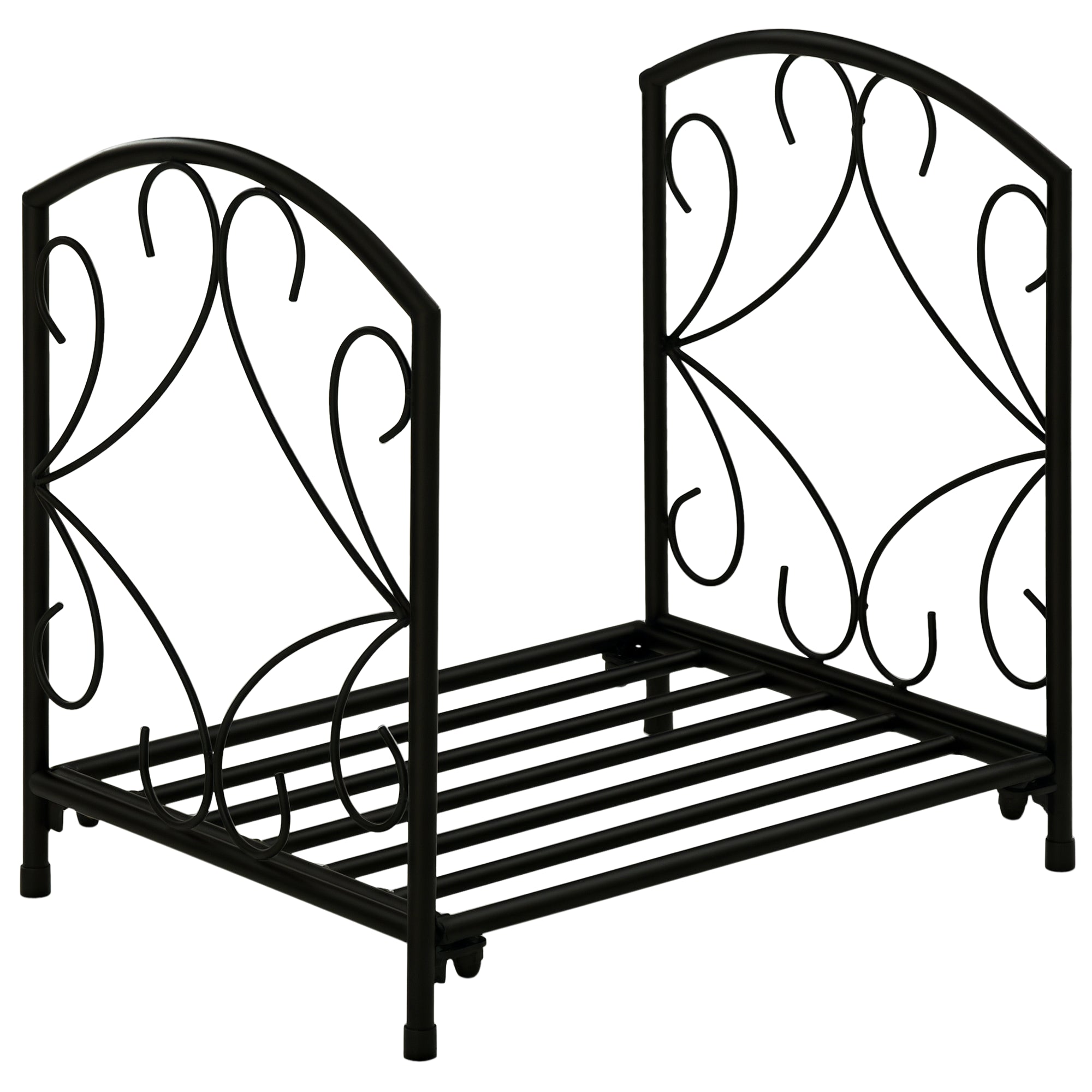 Outsunny Metalinis Malkų Laikiklis Vidaus ir Lauko Naudojimui su Pakeltu Pagrindu, talpinantis iki 50kg malkų, 39.5x31.5x39.5cm, Juodas