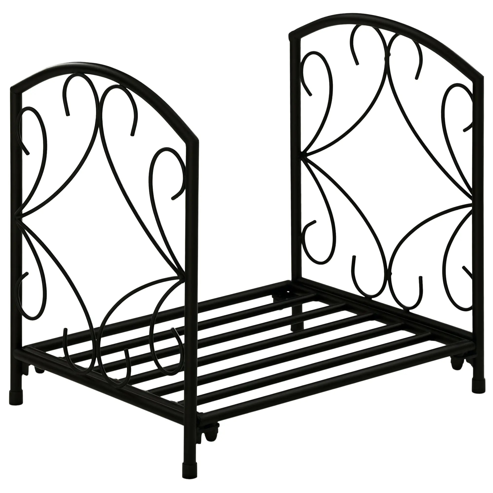 Indoor and Outdoor Metal Log Holder with Raised Base for 50kg of Logs, 39.5x31.5x39.5cm, Black