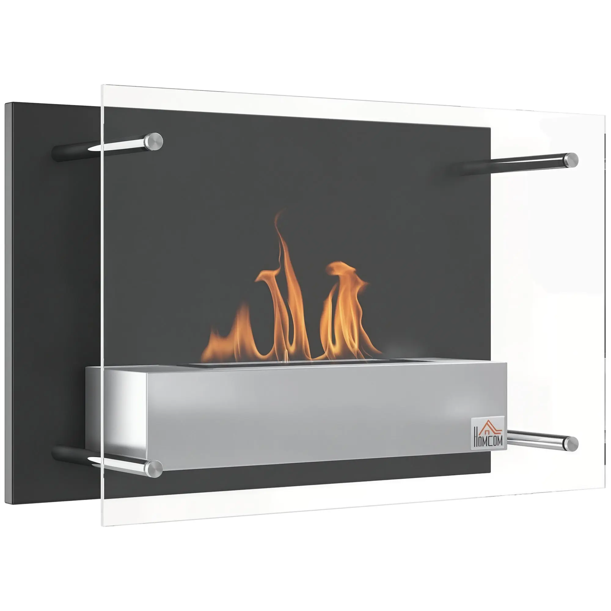 Wall-Mounted Bioethanol Fireplace Ethanol Stove 1.5 L Capacity 3-Hour Combustion Stainless Steel Tank for 20-25 m? 60x22x40 cm Black