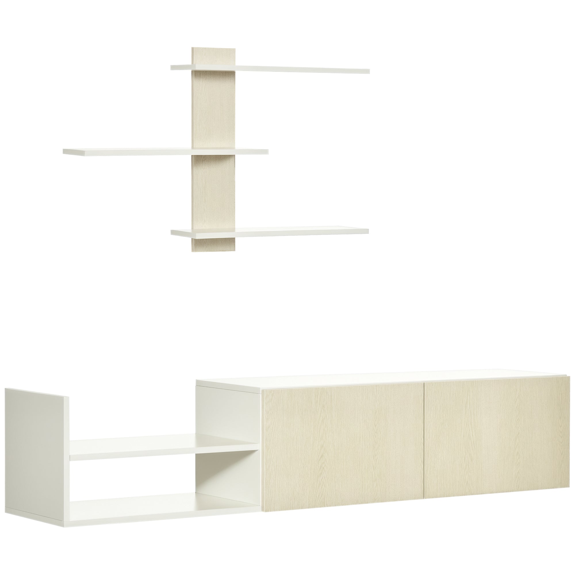 HOMCOM Modern Nappali TV Állvány 59,06x12,4x15,75 hüvelyk TV Asztallal és 37,6x6,3x23,6 hüvelyk Fali Polccal