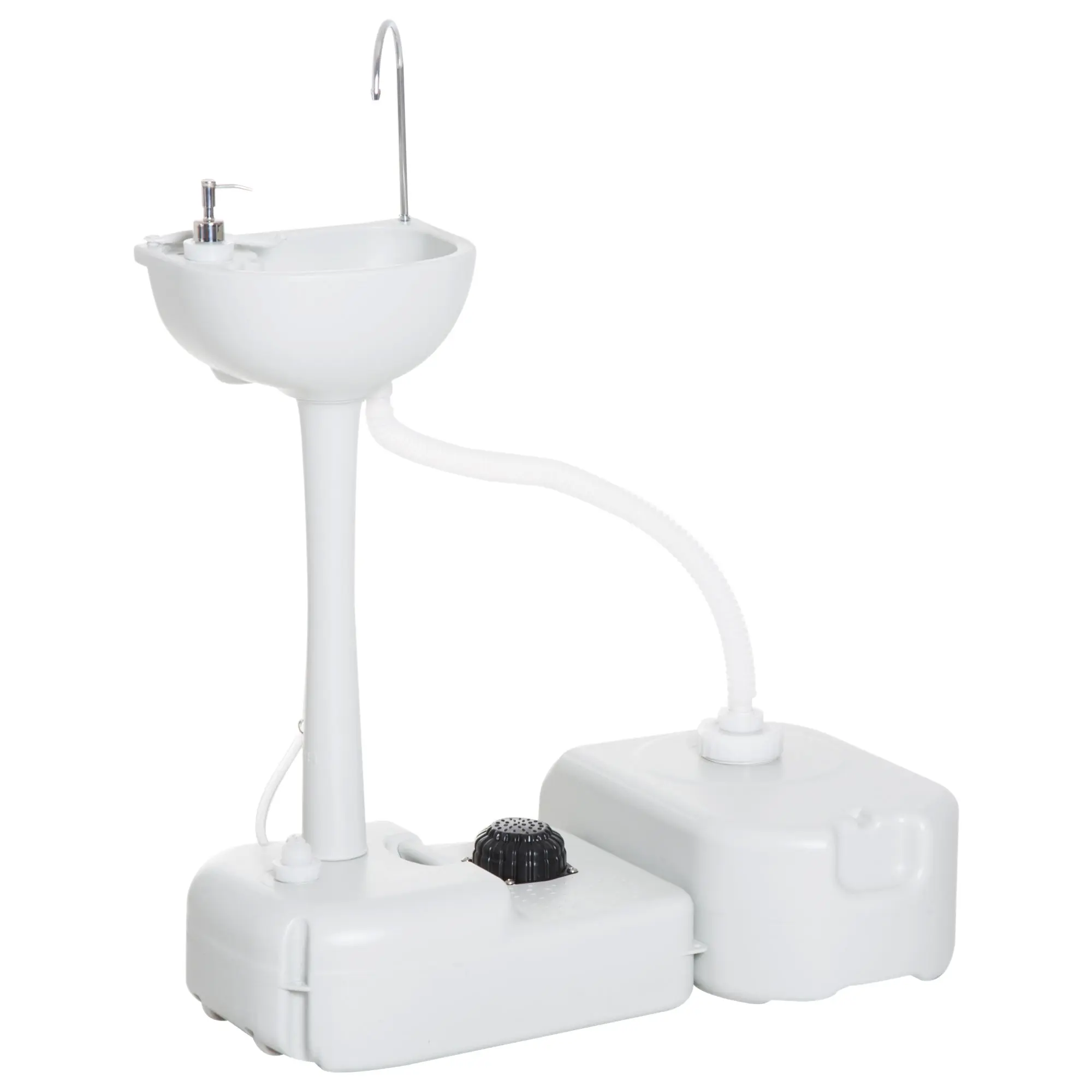 Camping Sink including 17L Water Tank Foot Pump Towel Holder Sink Mobile Washing Station for Outdoor Camping Garden Travel Gray