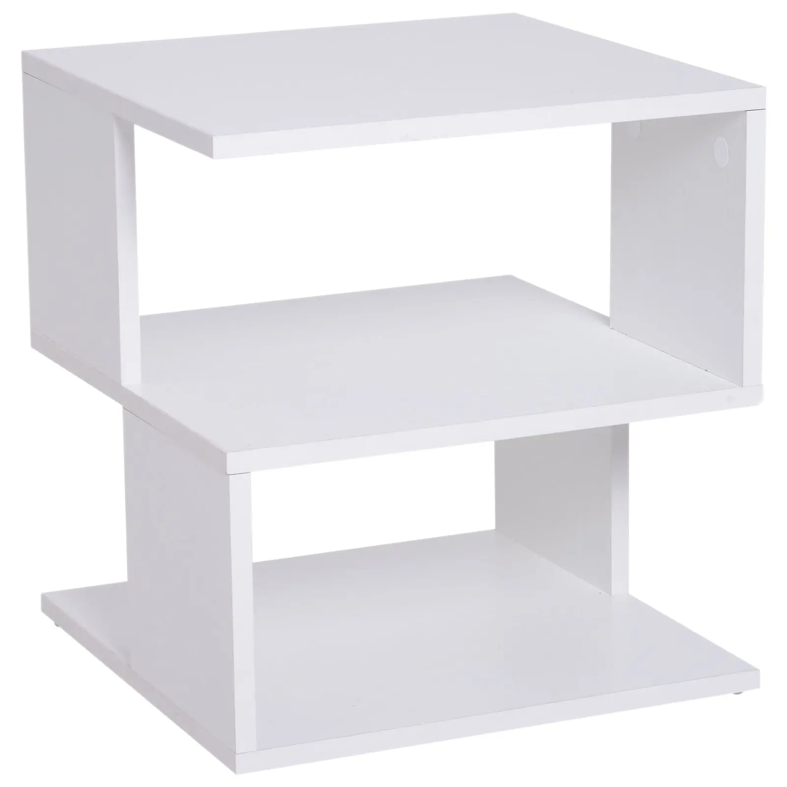 Coffee Table Nightstand Side Table with 2-Tier Shelf for Living Room Bedroom Library 40x40x43 cm White