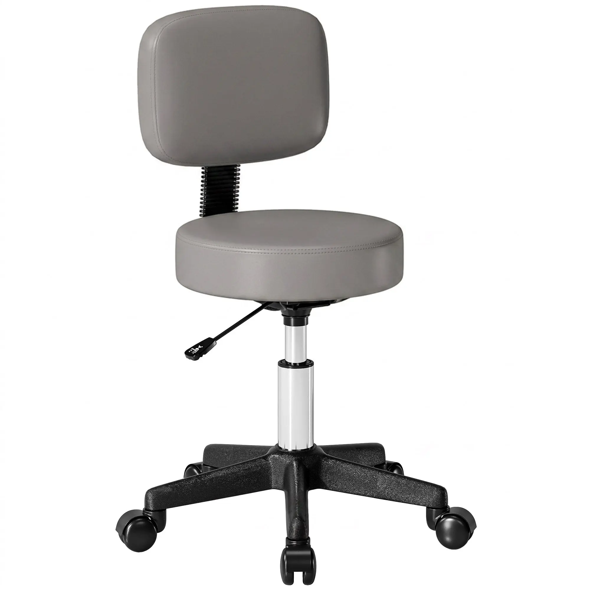 Adjustable Rolling Massage Stool with Ergonomic Backrest, Gray