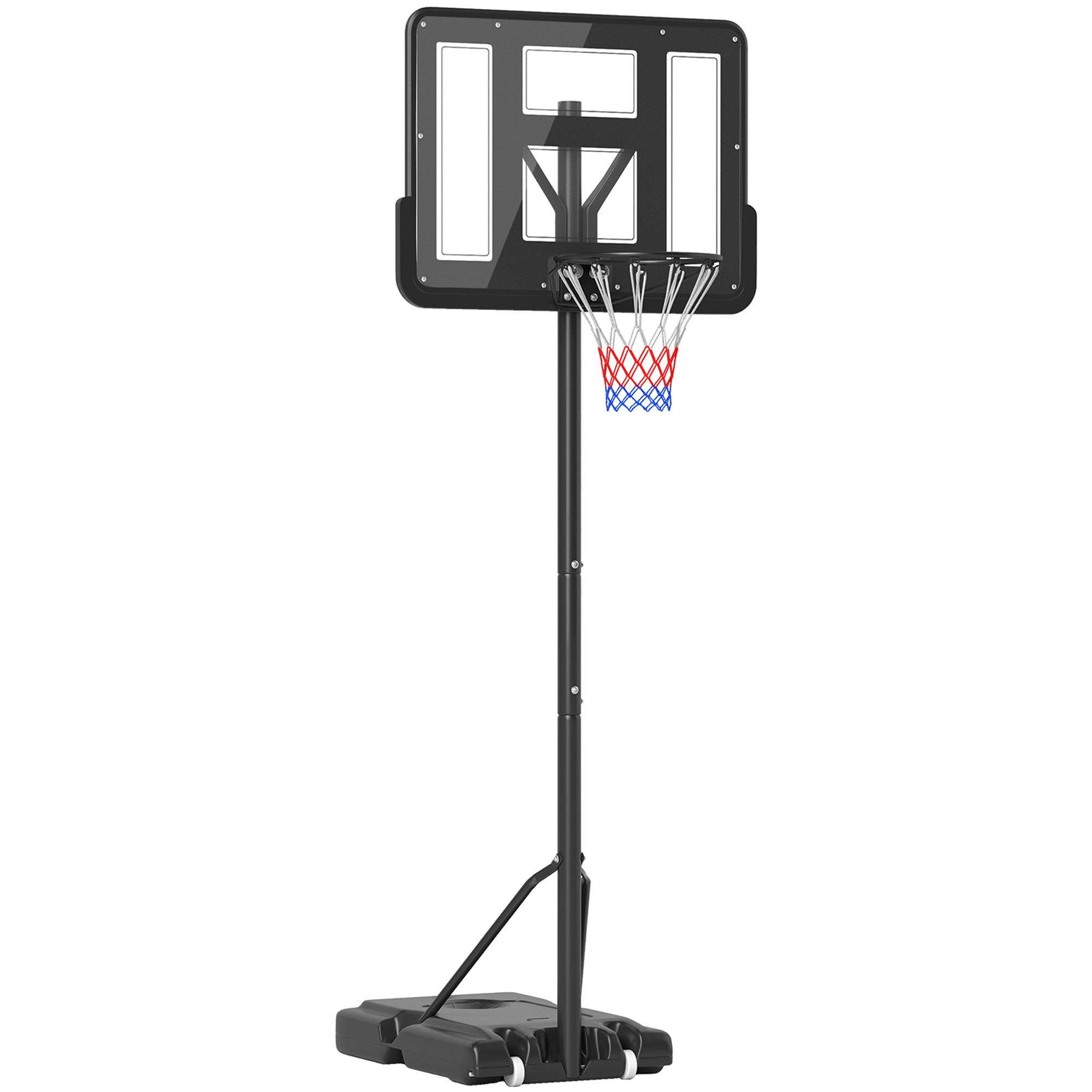 Panier de Basketball HOMCOM Extérieur avec Hauteur Réglable 220-365 cm Panier de Basketball Portable avec Support et Roues Base Remplissable Noir