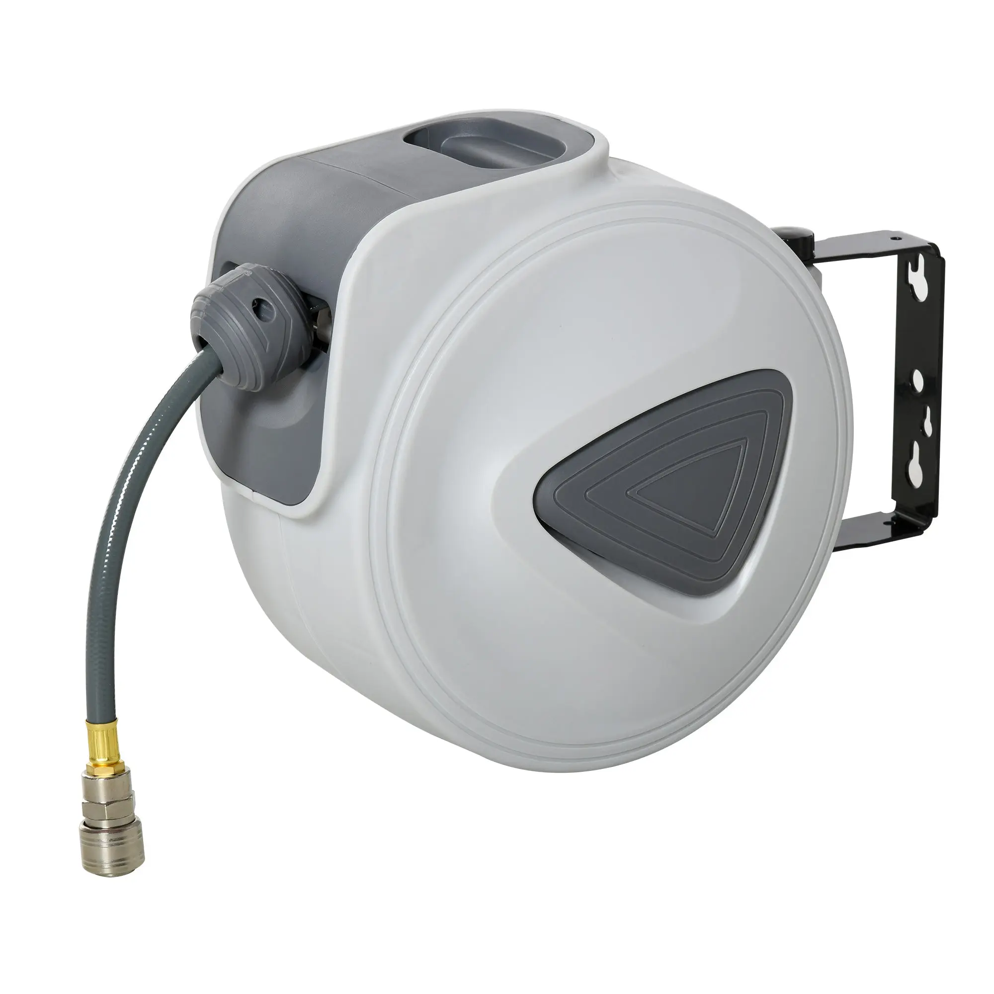 Compressed Air Hose Reel - Hose: 10m + 0.9m - Inner Diameter 3/8" (9.5mm), 1/4" (6.35mm) BSPT - Retractable Automatic Hose Reel for Gray Compressed Air Hose