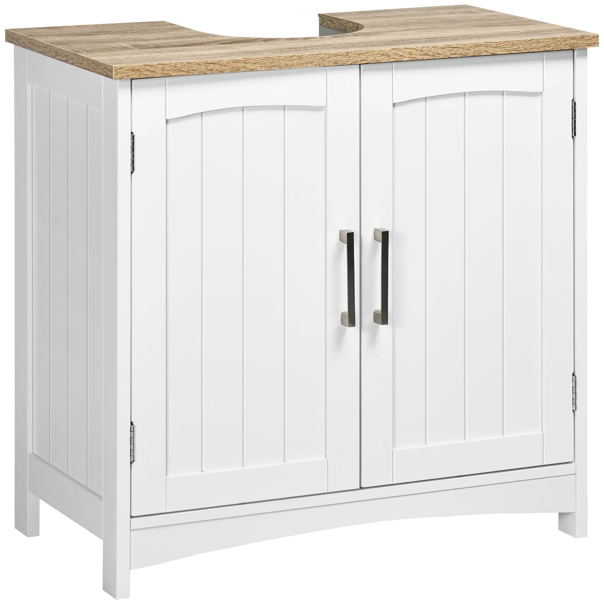 Under Sink Cabinet Bathroom Floor Cabinet with 2 Doors and Adjustable Interior Shelf Modern Style Load 40 kg 60x30x60 cm White