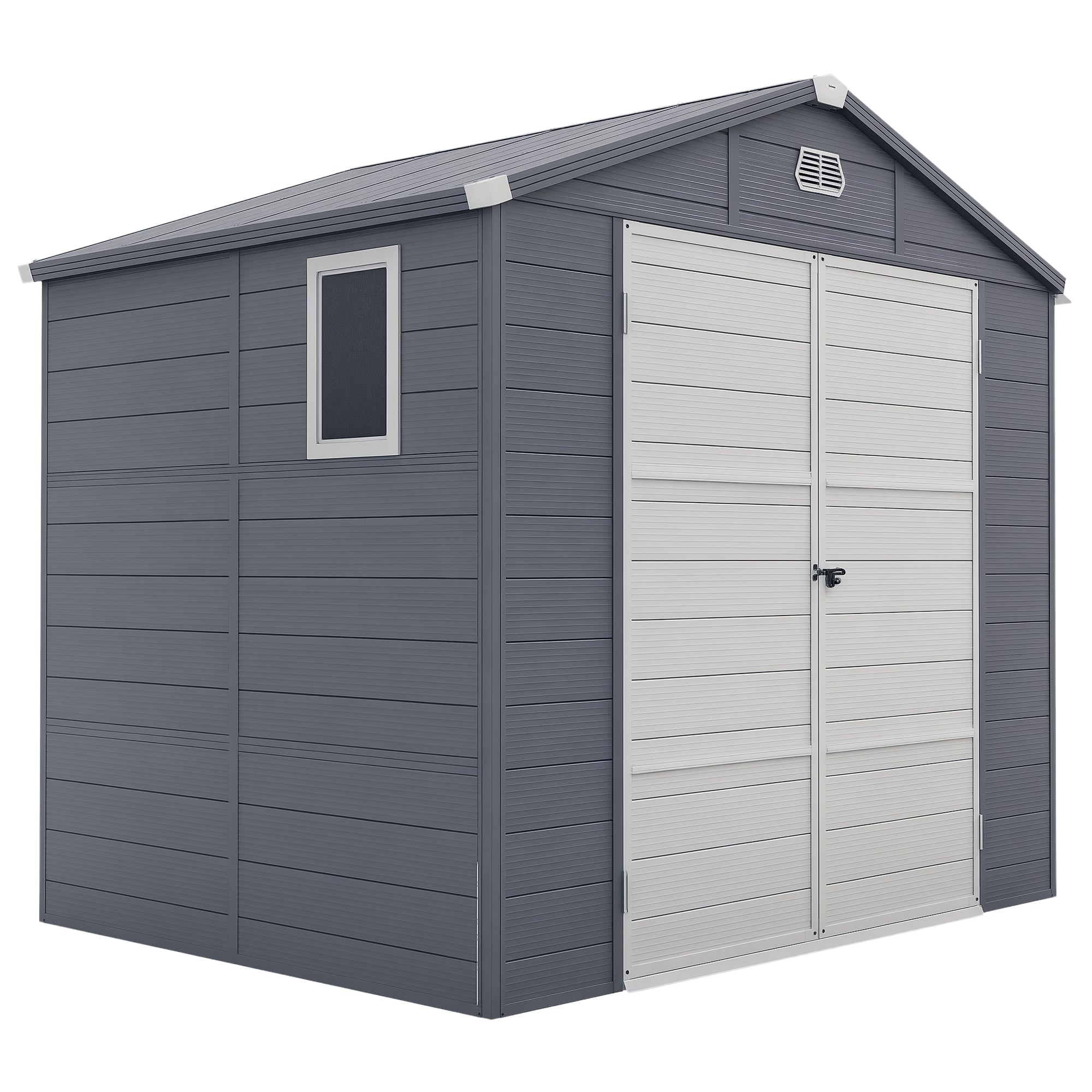 Tool Shed 4.1m?, Garden Shed with Gable Roof, 240 x 190 x 180/228 cm, Tool Shed with Lockable Door, Window, Bicycle Garage, Garden Cabinet for Backyard, Garden, Gray