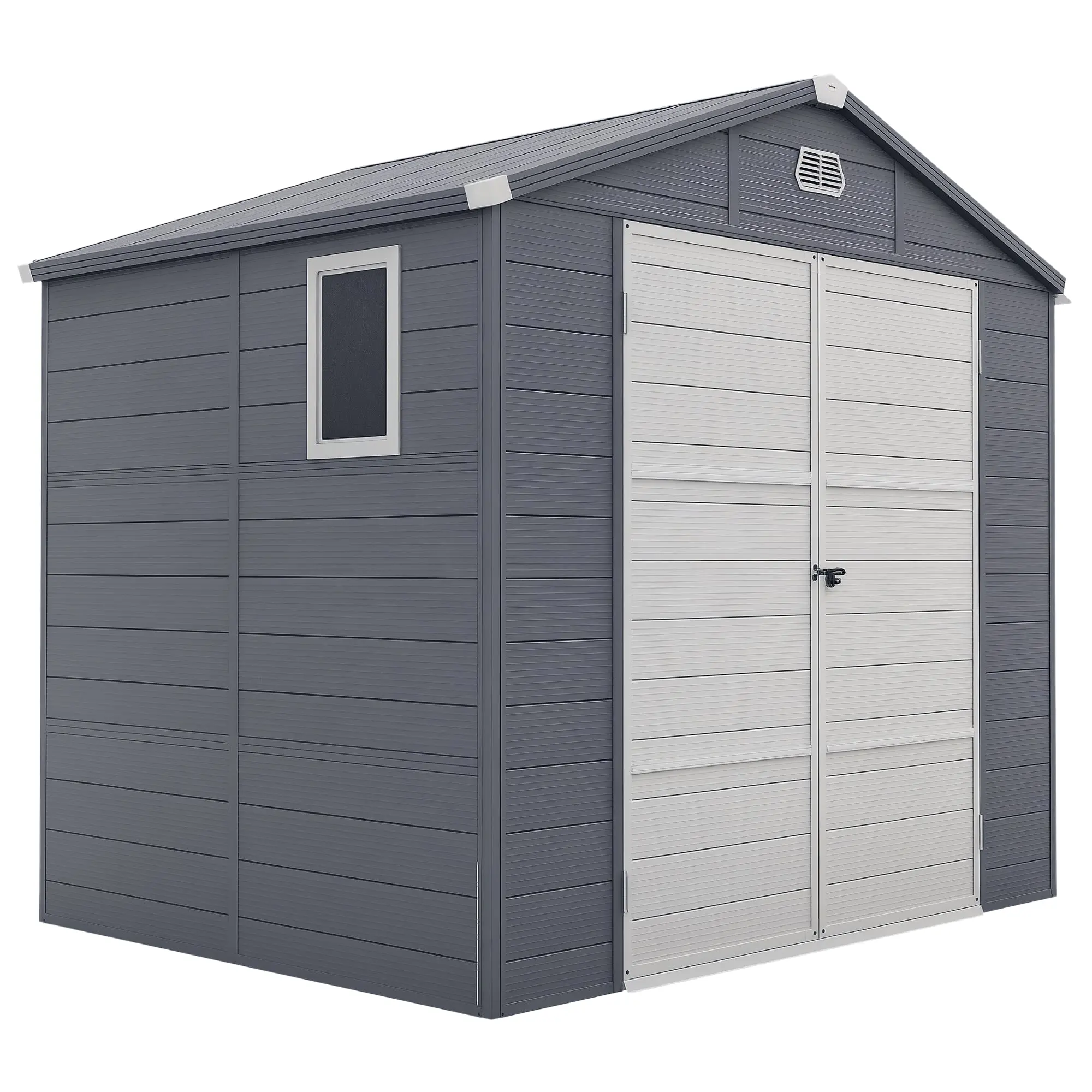 Tool Shed 4.1m?, Garden Shed with Gable Roof, 240 x 190 x 180/228 cm, Tool Shed with Lockable Door, Window, Bicycle Garage, Garden Cabinet for Backyard, Garden, Gray