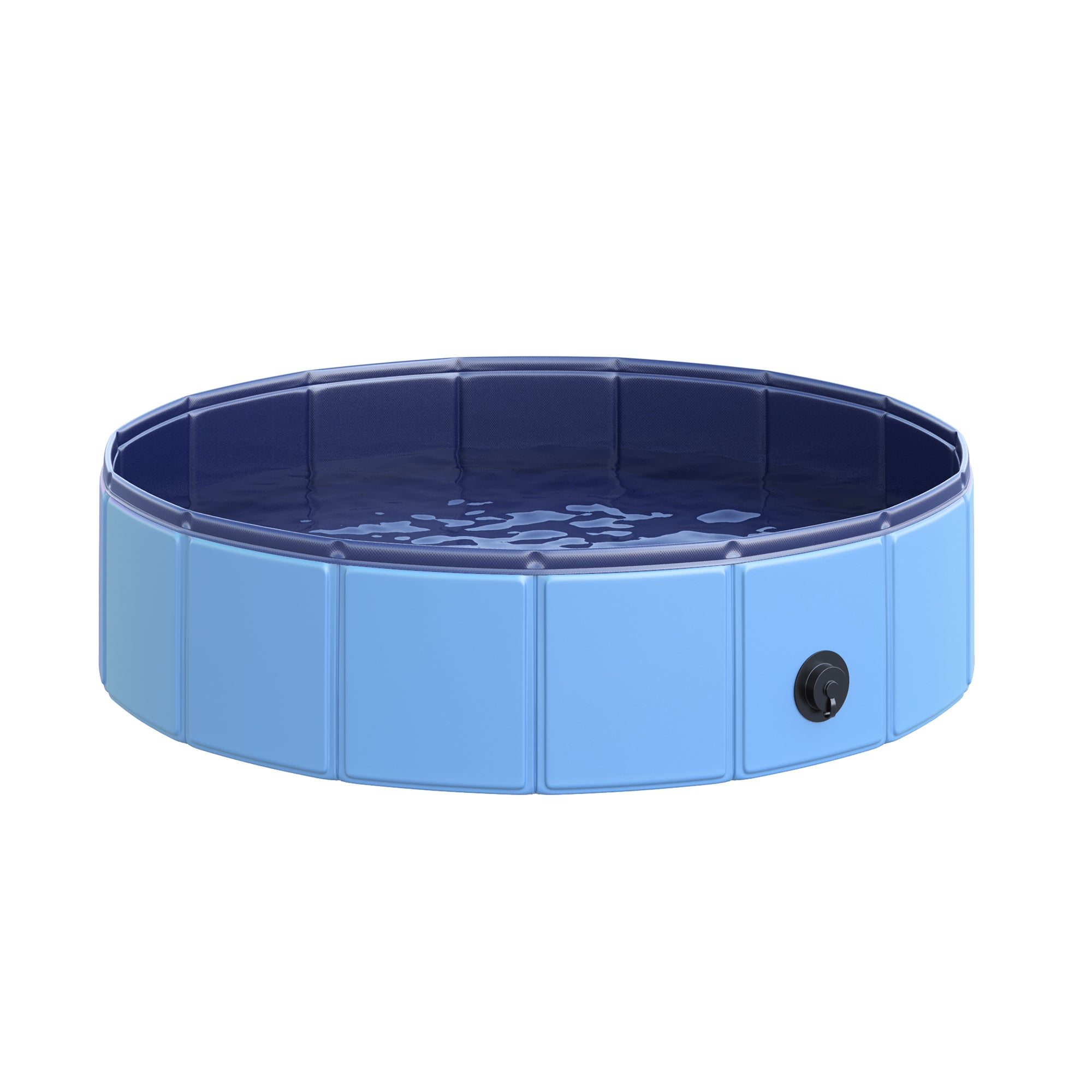 PawHut Klappbare Honnertbadebéch Honnertpool Sprëtzbech Schwämmbech Waasserbecken fir Honnert a Kazen Plastik+Holz Bläisch Ø80 x H20 cm