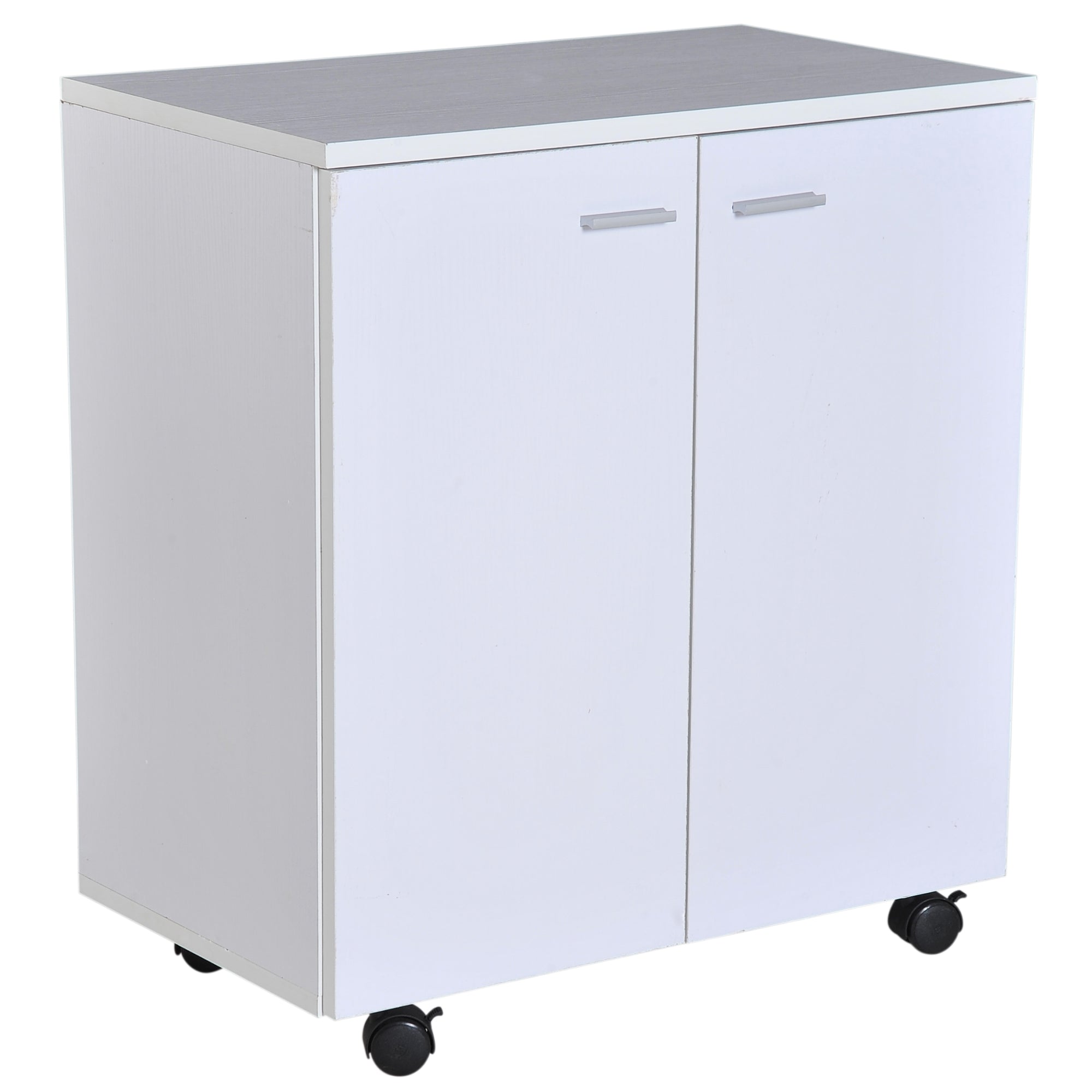 HOMCOM Mobil TV Állvány Fa Szekrény Kerekekkel és 2 Ajtós Készlet 60x35x65cm
