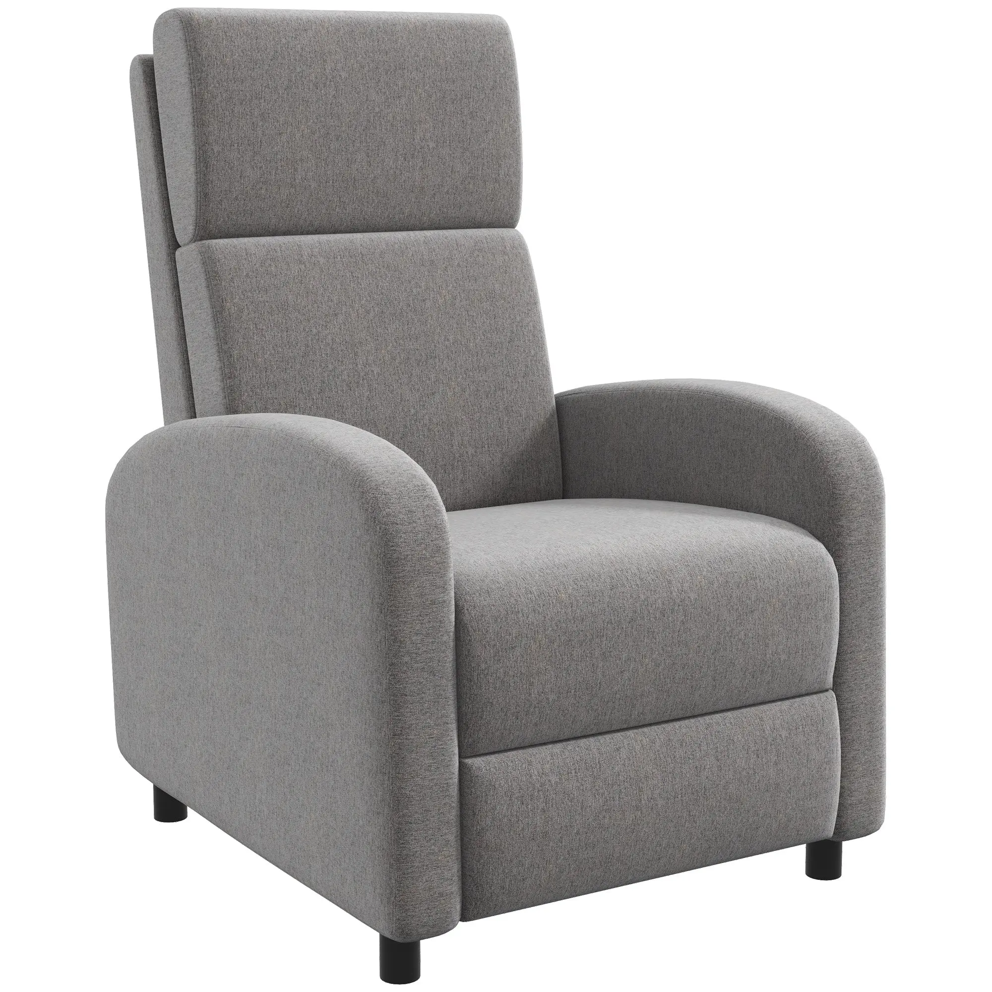 Recliner TV Armchair with Reclining Function Padded Chair with Adjustable Backrest, Relaxation Armchair with Linen Look, Footrest for Living Room Bedroom, Dark Gray
