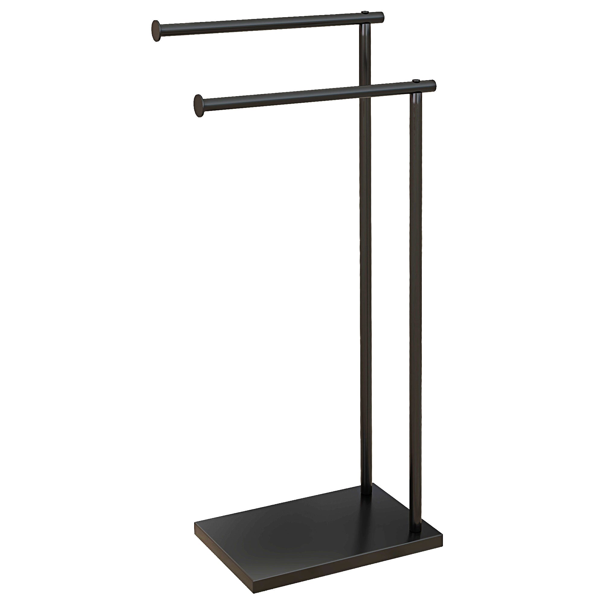 HOMCOM 2-stöckiger Freistehender Handtuchhalter Leiter Badezimmer Handtuchregal mit 2 Stangen und Metallrahmen Moderner Stil L-Form 35,5x20x78 cm Schwarz