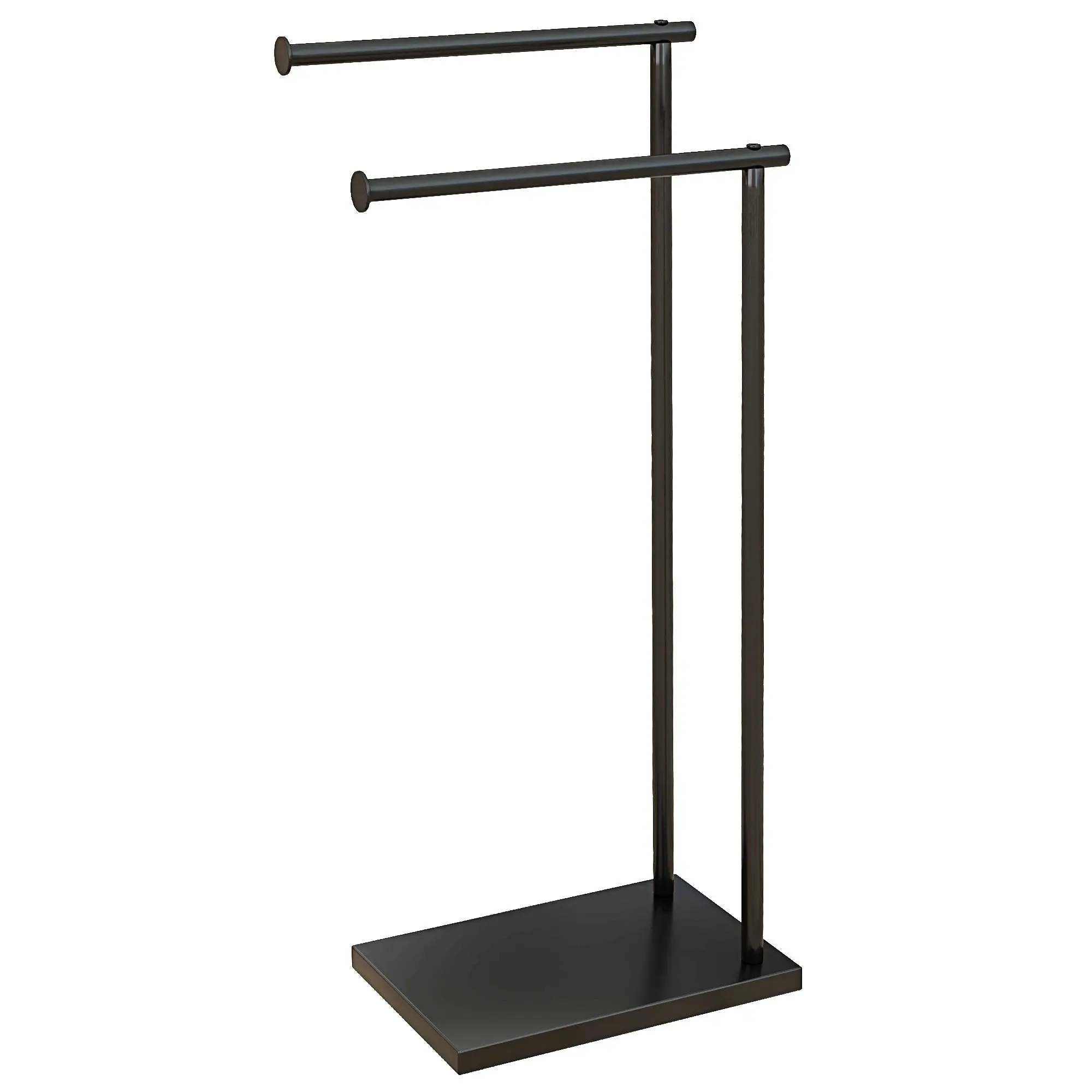 2-Tier Freestanding Towel Rack Ladder Bathroom Towel Rack with 2 Bars and Metal Frame Modern Style L Shape 35.5x20x78 cm Black