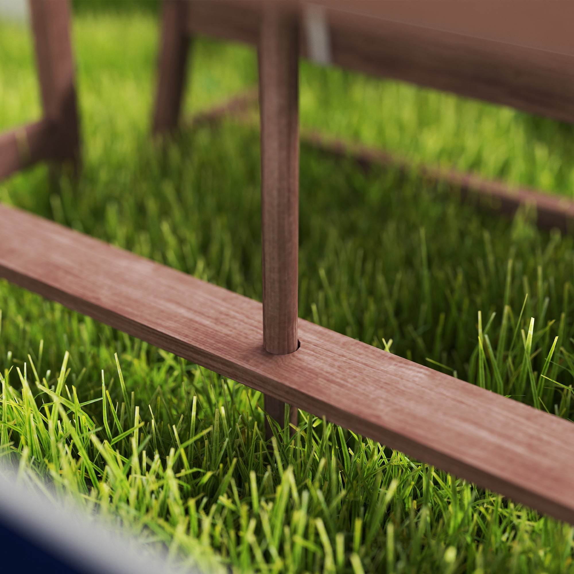 AIYAPLAY Gartenmöbel Set für Kinder im Freien, Picknicktisch mit Bänken, Kissen und abnehmbarem Sonnenschirm, für Garten, Rasen, Camping, Navy Blau mit weißen Streifen