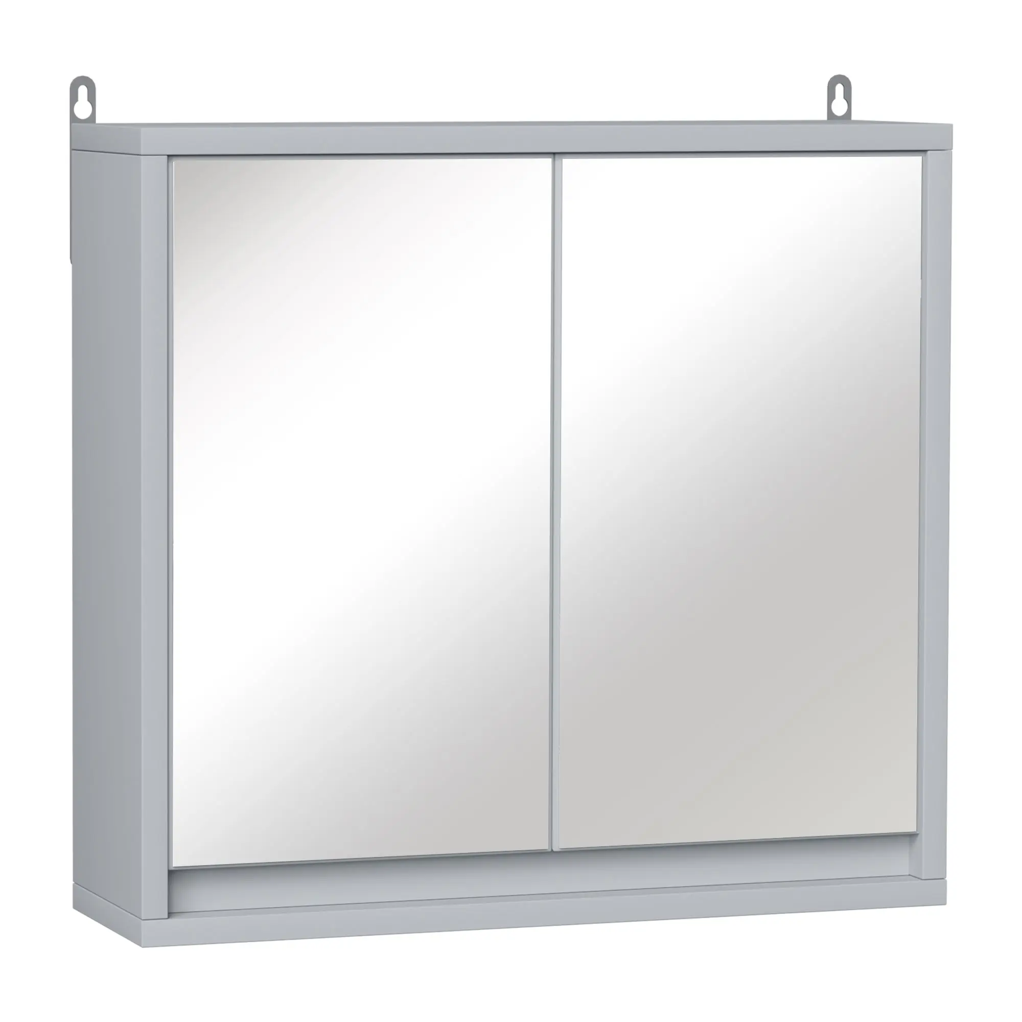 Bathroom Cabinet with Mirror with 2 Doors and Adjustable Shelf Hanging Bathroom Furniture for Modern Style Toilet 48x14.5x45 cm Gray
