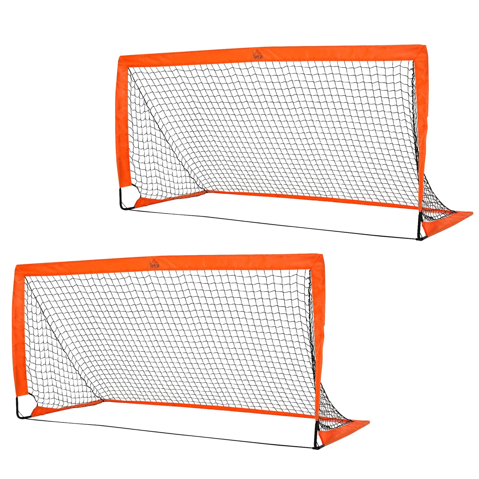 Football Goal 2-Pack Foldable 183 x 90 x 90 cm Football Goal with Carrying Bag Weatherproof Outdoor Soccer Goals for Adults Football Goals for Garden Training Leisure Orange