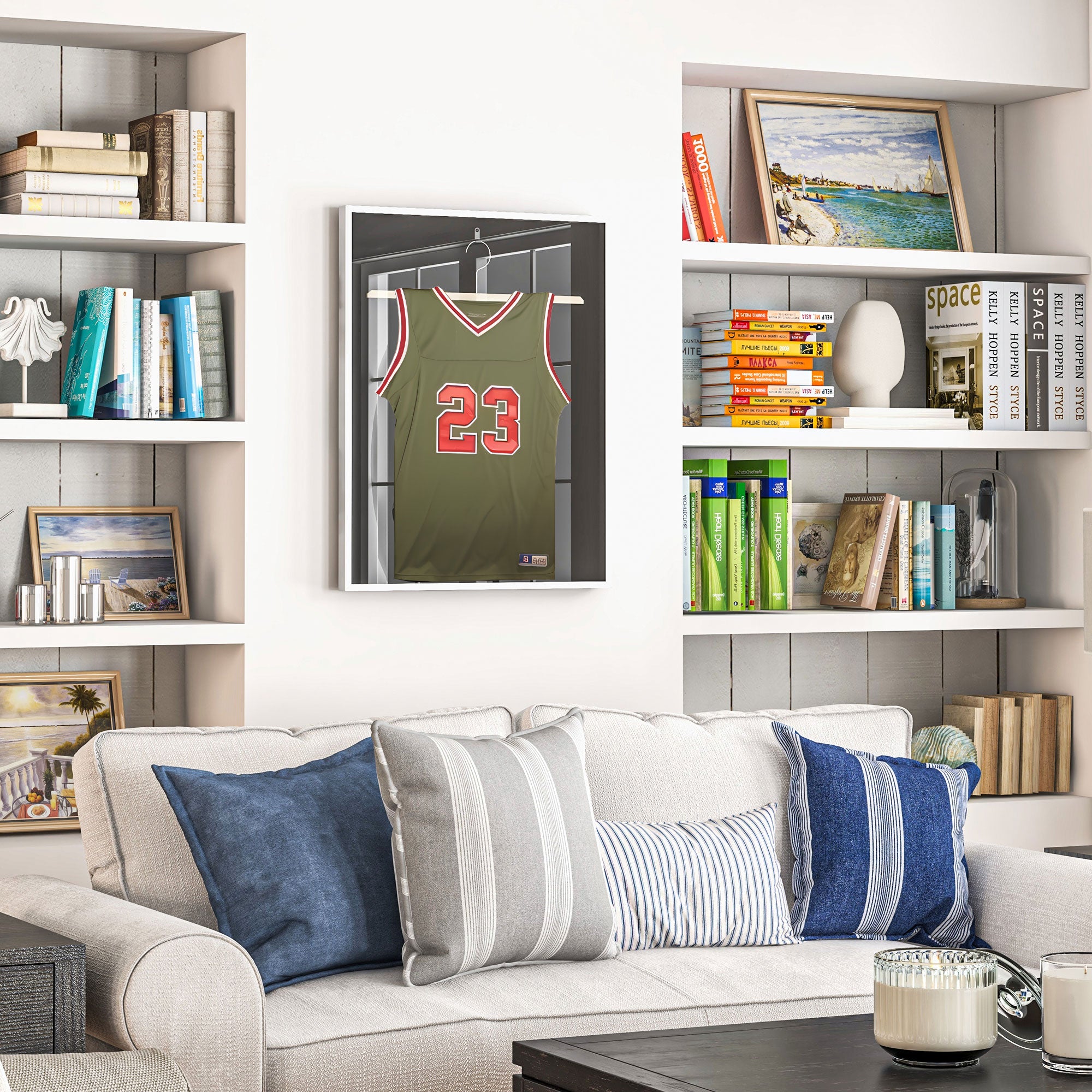 Frame box T-frame jersey frame in aluminum and UV protection acrylic, 70 x 90 cm