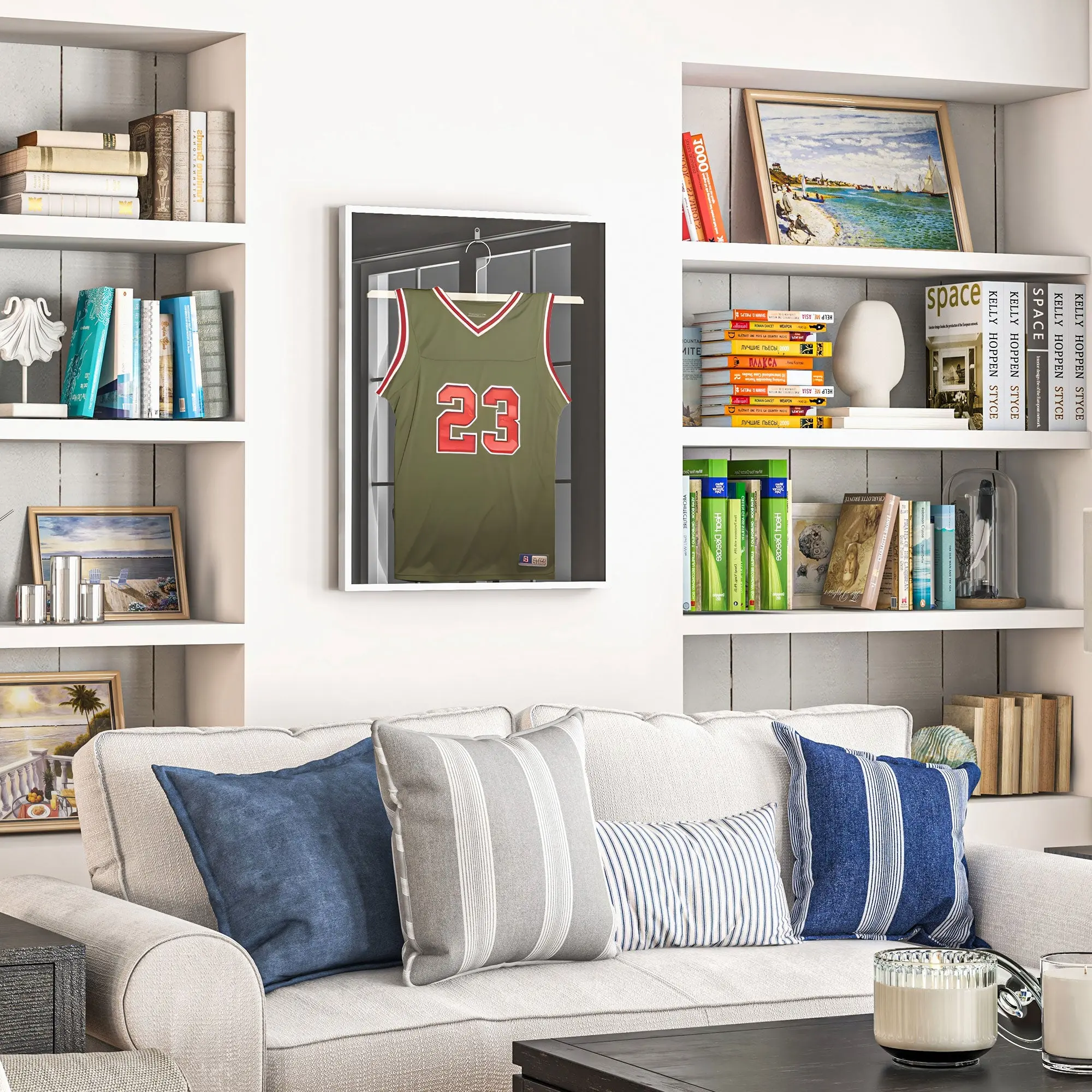 Frame box T-frame jersey frame in aluminum and UV protection acrylic, 70 x 90 cm