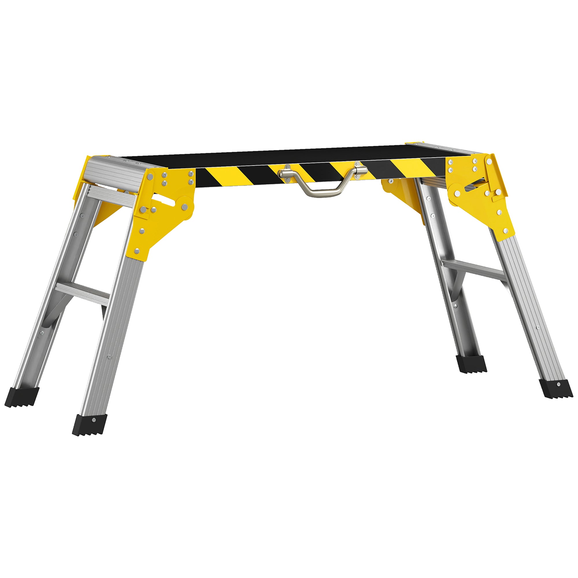 Folding Workbench — Aluminum Clamp Bench, Heavy-Duty Work Table with Handle, Anti-Slip Top, Reflective Strips, 330 lb Capacity, 43.3 x 12.6 x 19.7 in, Silver
