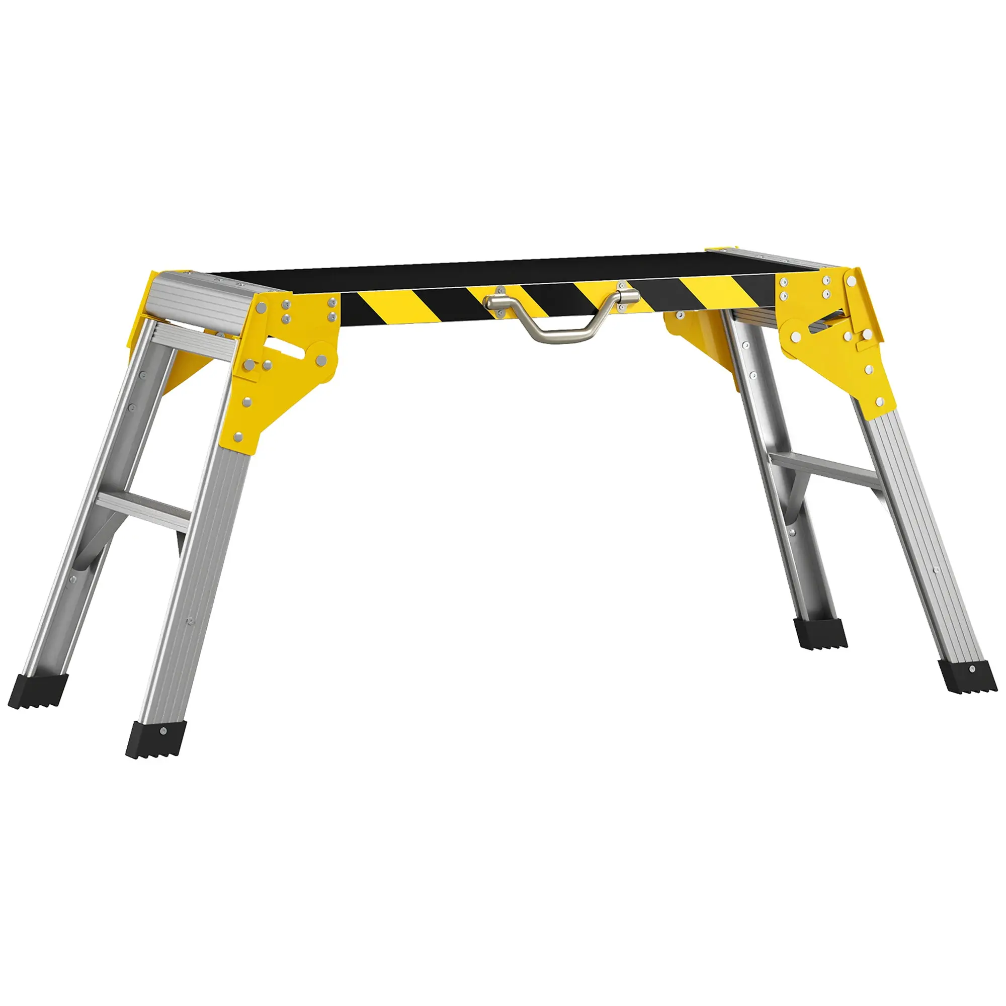 Folding Workbench — Aluminum Clamp Bench, Heavy-Duty Work Table with Handle, Anti-Slip Top, Reflective Strips, 330 lb Capacity, 43.3 x 12.6 x 19.7 in, Silver