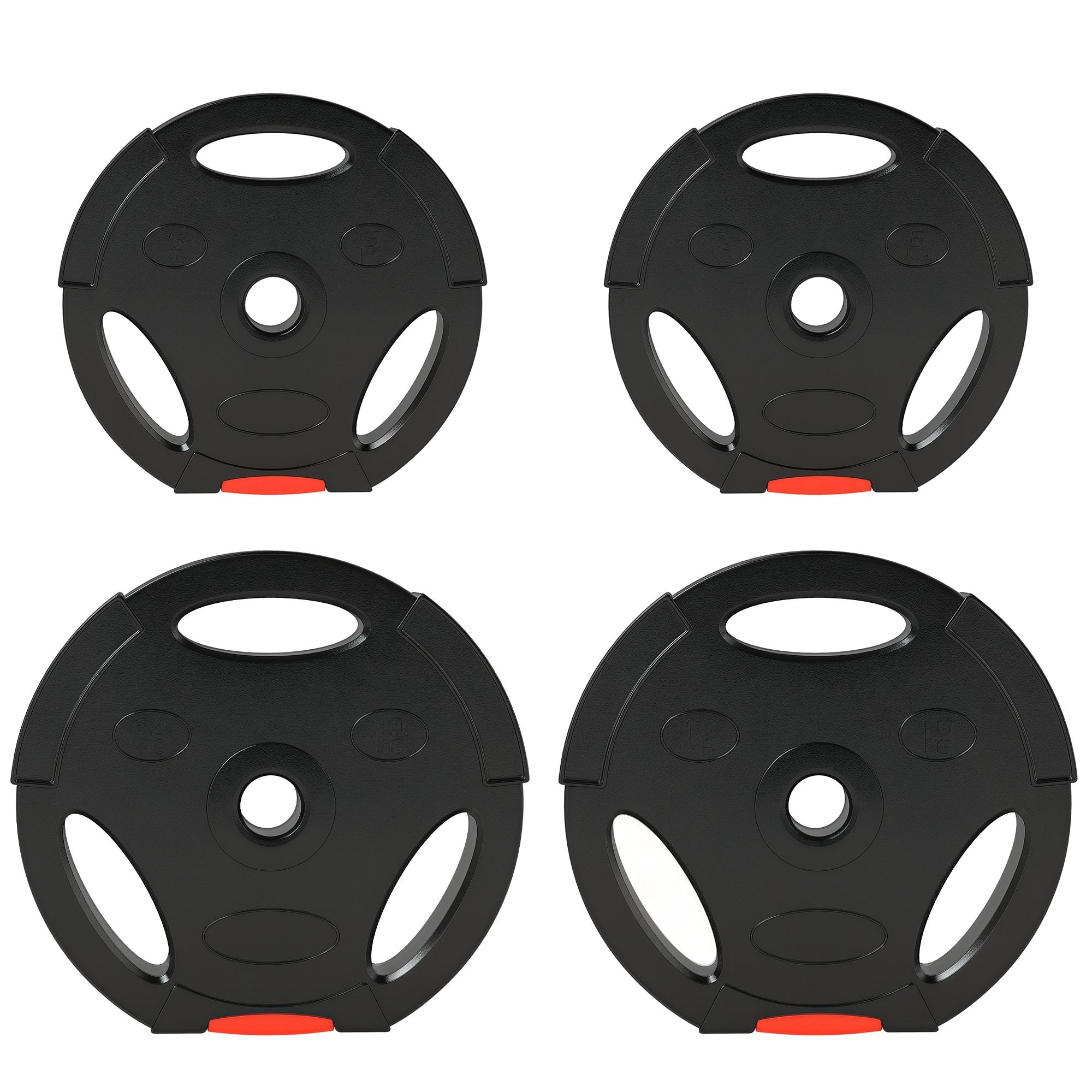 SPORTNOW Set utega od 4 komada, 2 x 5 kg/10 kg utezi, set utega, diski za utege za šipku promjera 2,5 cm, Ø 25 mm otvor, crna