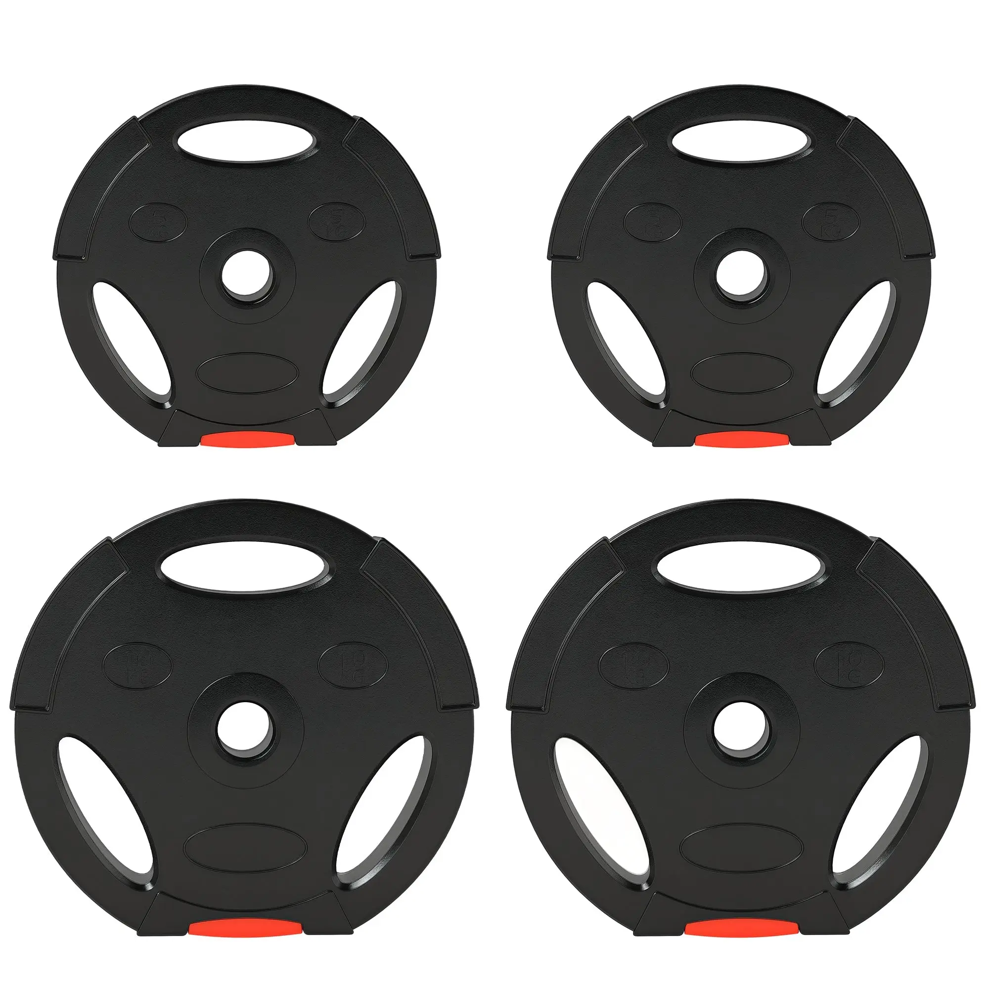 SPORTNOW 4-Piece Weight Plates Set, 2 x 5kg/10kg Weights, Weight Plates Set, Weight Discs for 2.5 cm Barbell, ? 25 mm Bore, Black