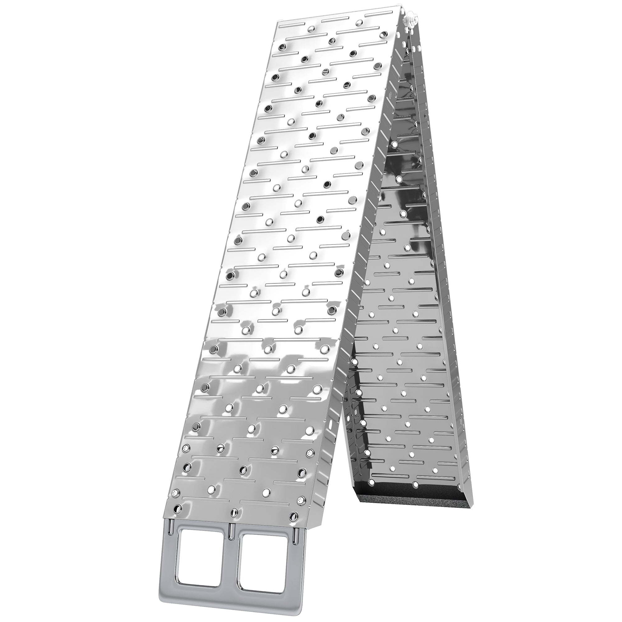 HOMCOM Faltbare Stolzladerrampe mat maximalem Lastgewicht vun 230 kg, Rutschfester, Plazspueren Ramp fir 22 cm breet Rieder, fir Mënschen a Vëloen, 190x22x8 cm, Silber