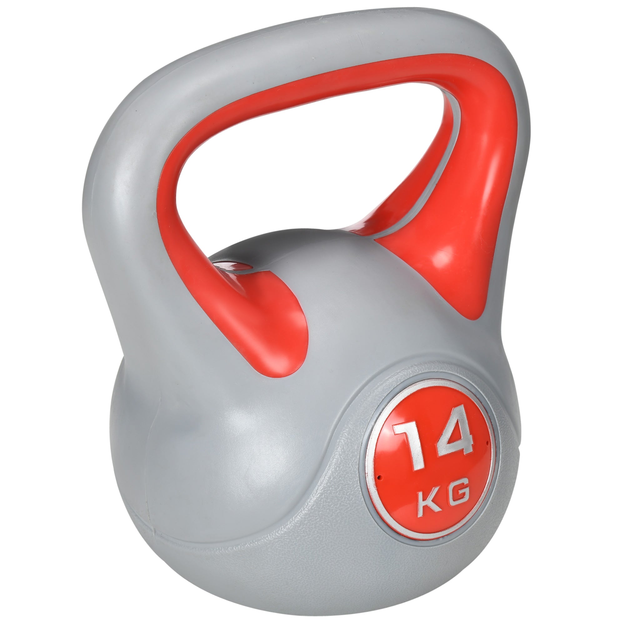 SPORTNOW 14 kg Kettlebell Ruská Hmotnosť PU Poťah a Náplň Pieskom Široká Rukoväť pre Domáce Fitnes a Bodybuilding Cvičenie 26x18x32 cm Červená a Šedá