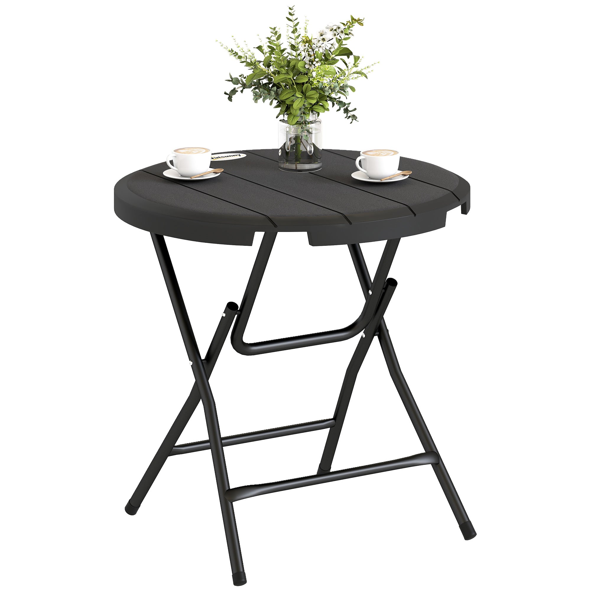 Folding Garden Table Plastic ?80 cm Weatherproof Folding Table, Non-Slip Buffet Table Camping Table for 4 People Balcony Table Patio Table Outdoor Dining Table for Garden Patio Balcony Black