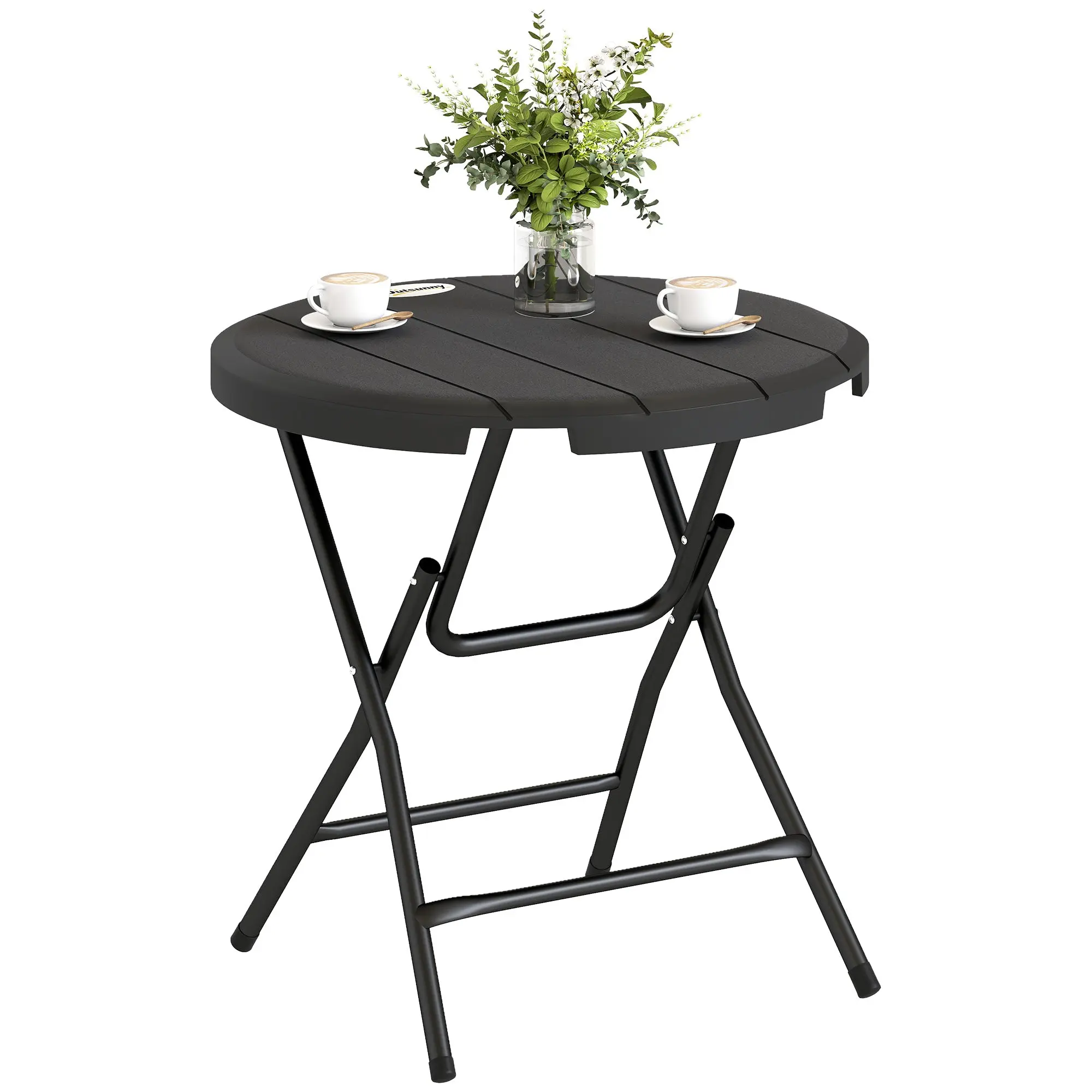 Folding Garden Table Plastic ?80 cm Weatherproof Folding Table, Non-Slip Buffet Table Camping Table for 4 People Balcony Table Patio Table Outdoor Dining Table for Garden Patio Balcony Black