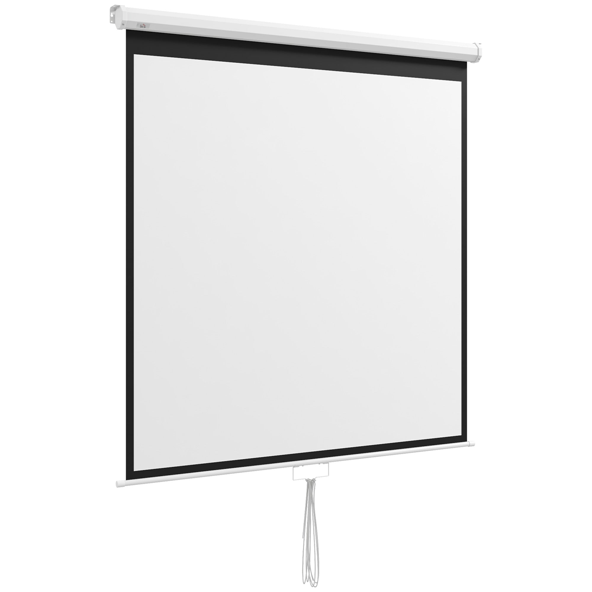HOMCOM 85-Zoll Projektionsleinwand, Video Projektorleinwand für Heimkino, 1:1 4K HD, Wand- oder Deckenmontage, 181 x 8 x 138 cm, Weiß