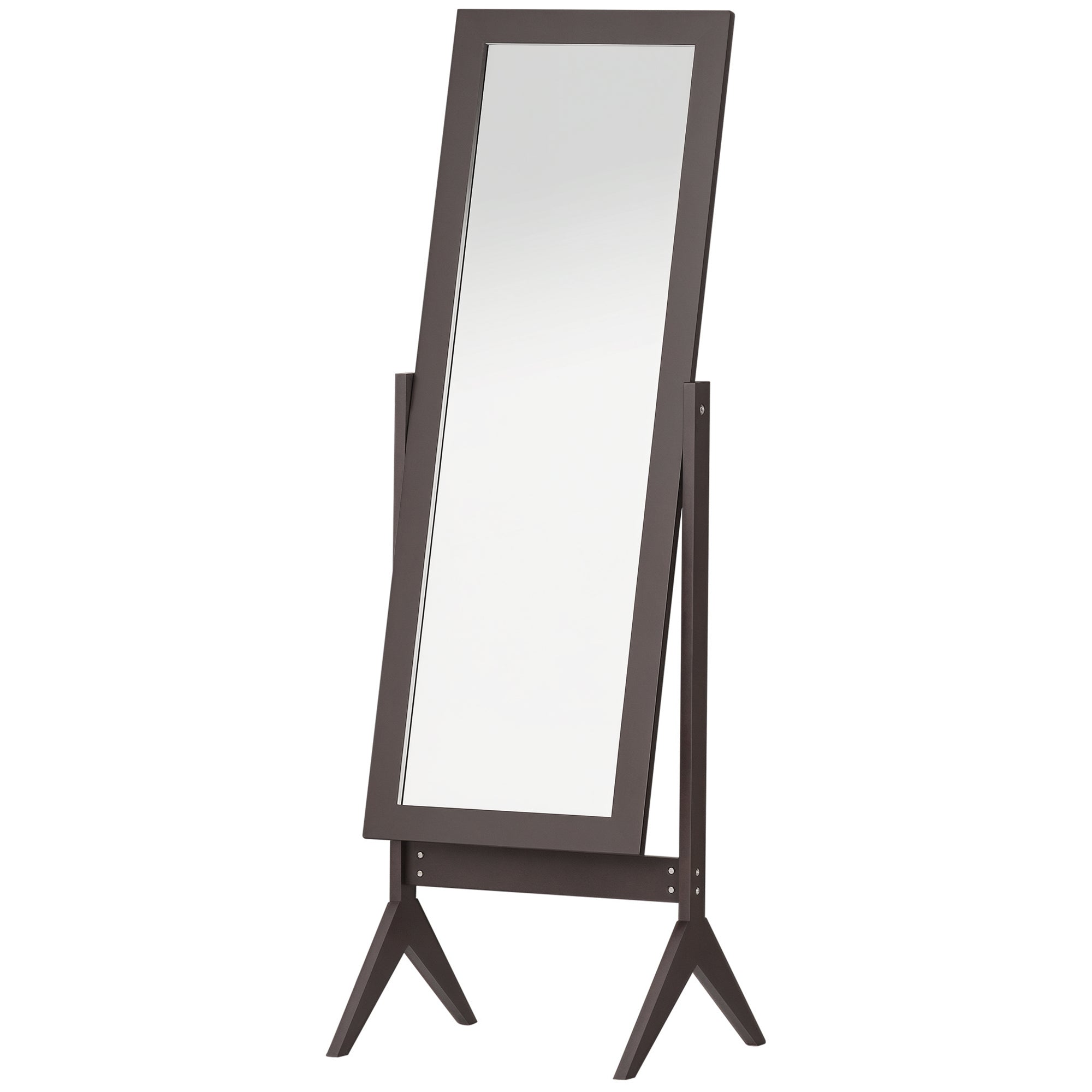 HOMCOM Grīdas Spogulis Pilnas Augstuma Grīdas Spogulis Kosmētikas Spogulis Ar Paceltām Kājām Viegli Tīrāms MDF Kafija 47 x 46 x 148 cm