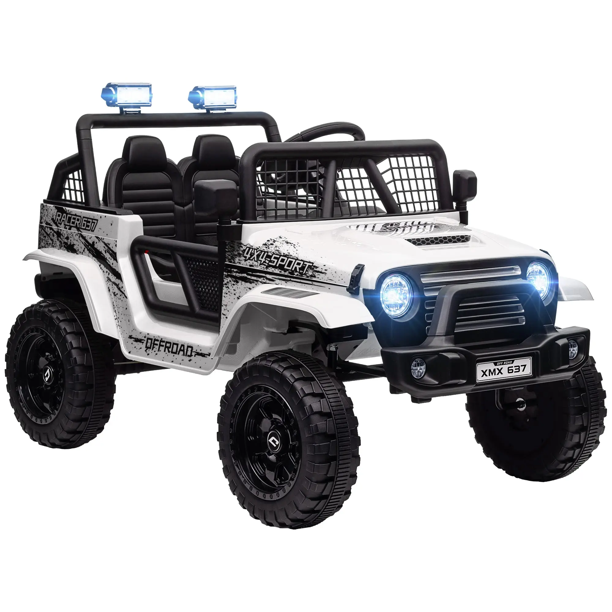 Children's Electric Car, 12V 3-5 km/h Electric Kids Car with 2.4G Remote Control, Shock Absorber, Electric Kids Vehicle with Music, Headlights, Horn, MP3, Electric Car for Kids 3-6 Years, White