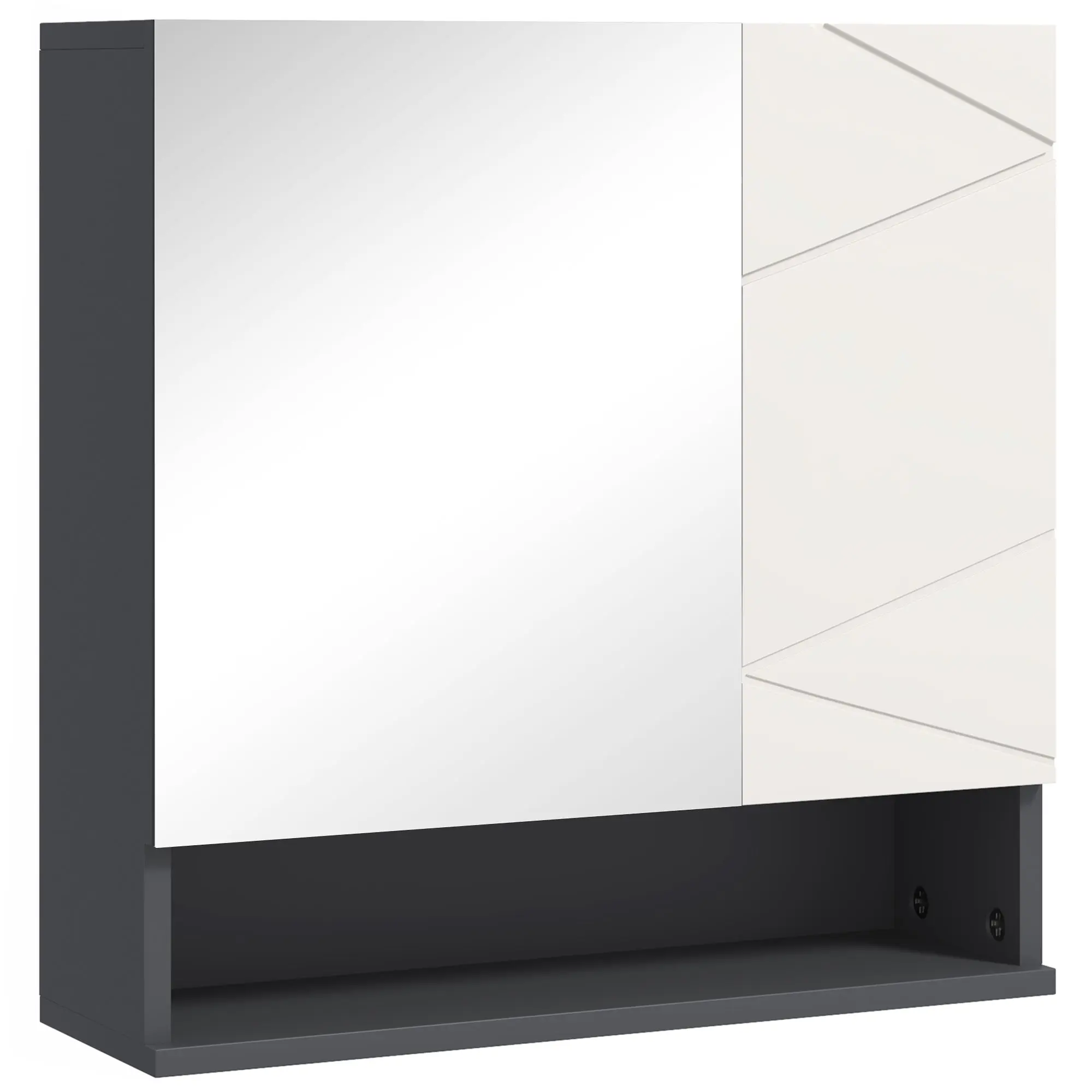 Bathroom Mirror Cabinet, Bathroom Cabinet with Mirror, Wall Cabinet with Adjustable Shelf, Open Compartment, Anti-Fog Feature, Wall Cabinet 55x17x55cm Gray