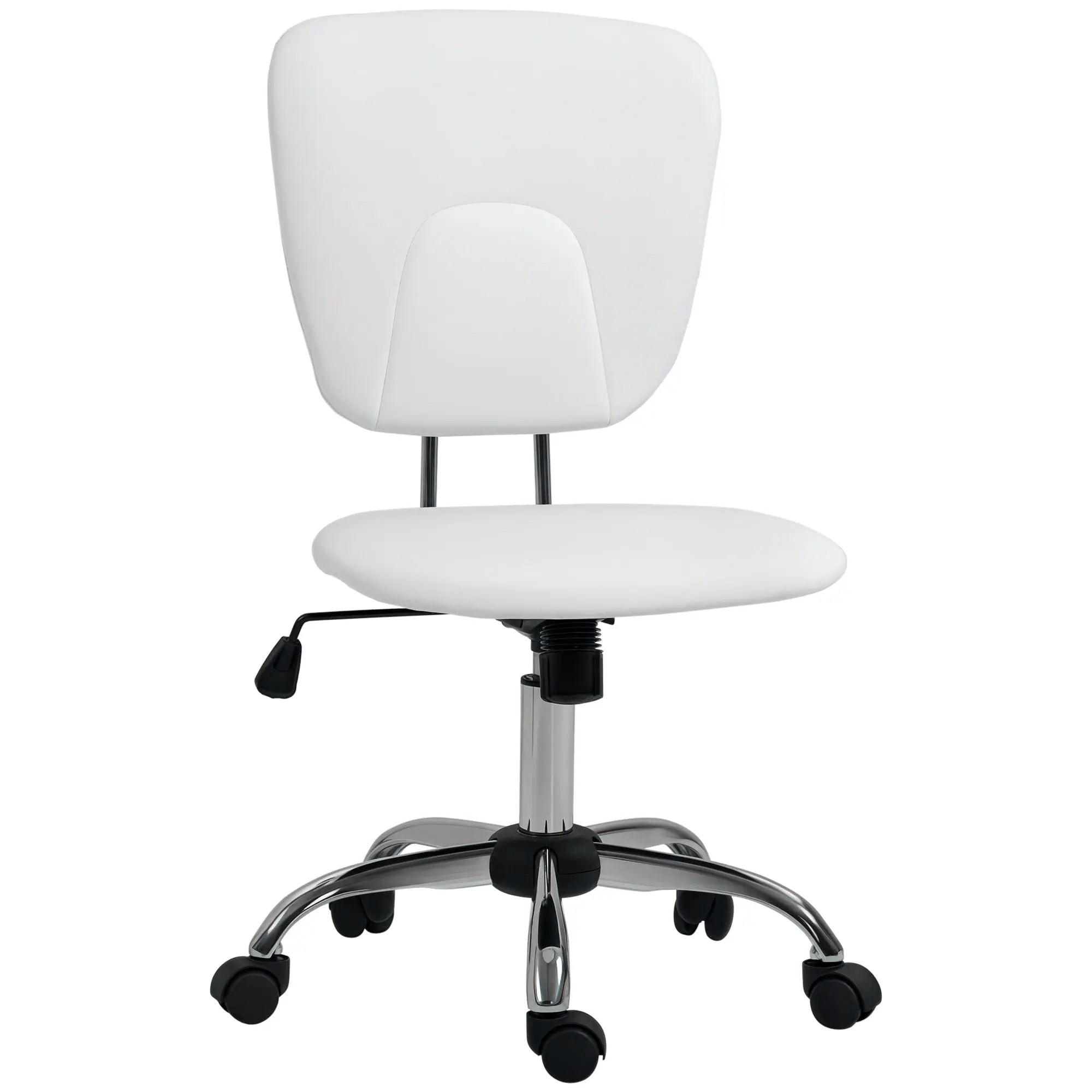 Armless Office Chair Desk Chair for Students with Adjustable Height and Tilt Function, 120 kg Load 50x54x87.5-96.5 cm White
