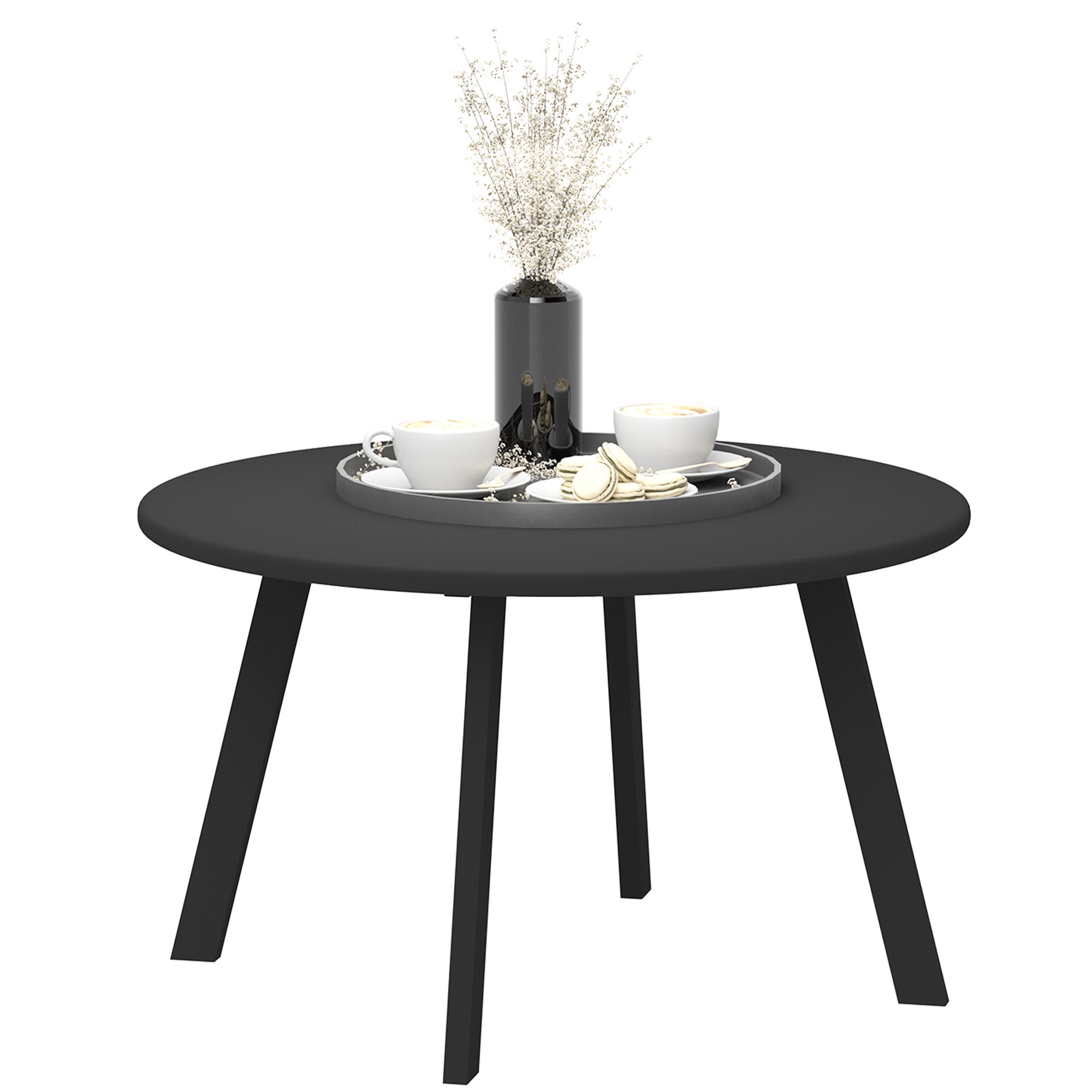 Side Table Balcony Table Made of Metal Round Coffee Table Weatherproof Garden Table Easy to Care for Coffee Table Outdoor Table for Balcony Garden Terrace Porch Living Room ?70 x 42H cm Black
