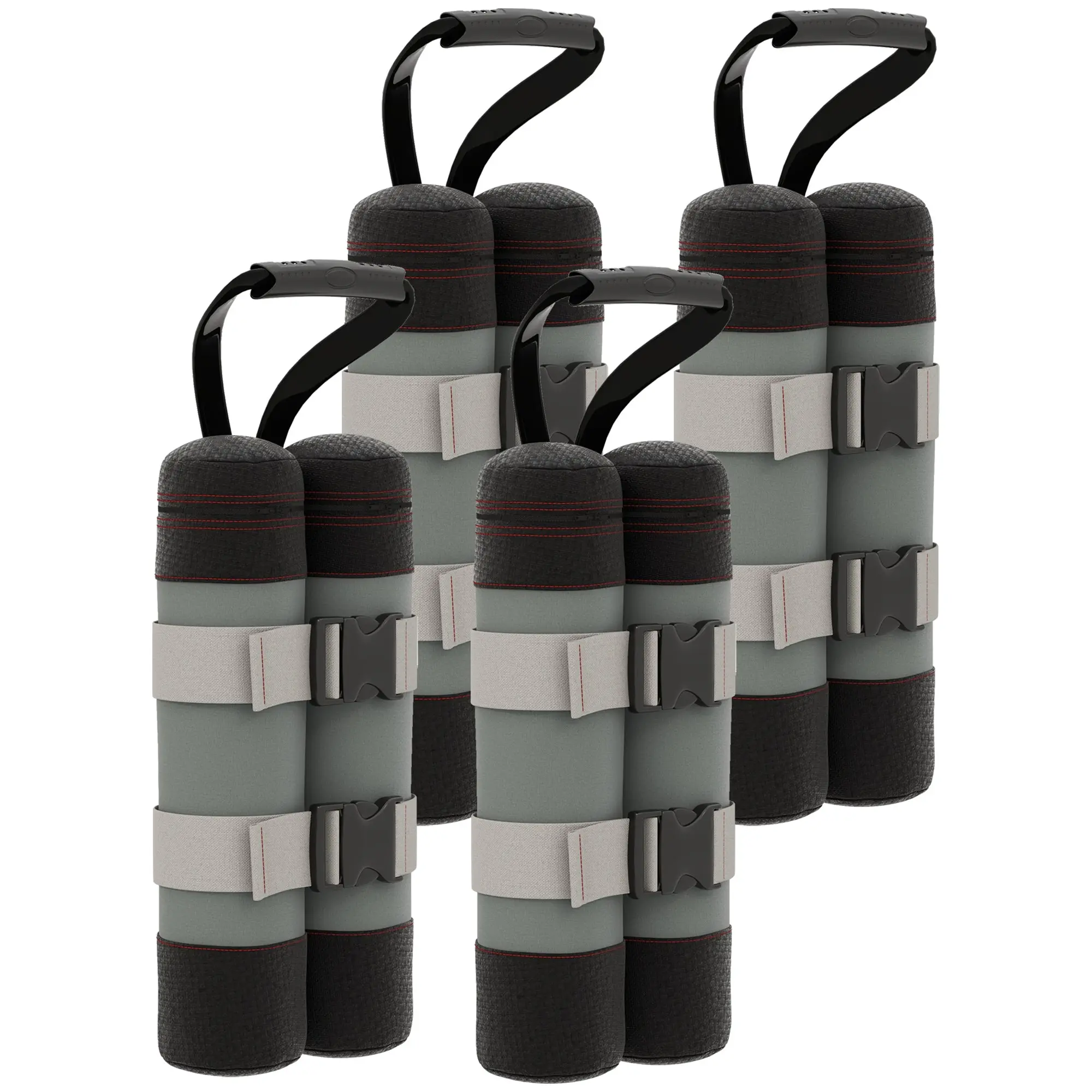 4-Piece Pavilion Sandbag Set, Pavilion Weights, Sand Weight Bags with Handle for Pop Up Pavilion, Pavilion Stand Feet made of Oxford, Gray+Black