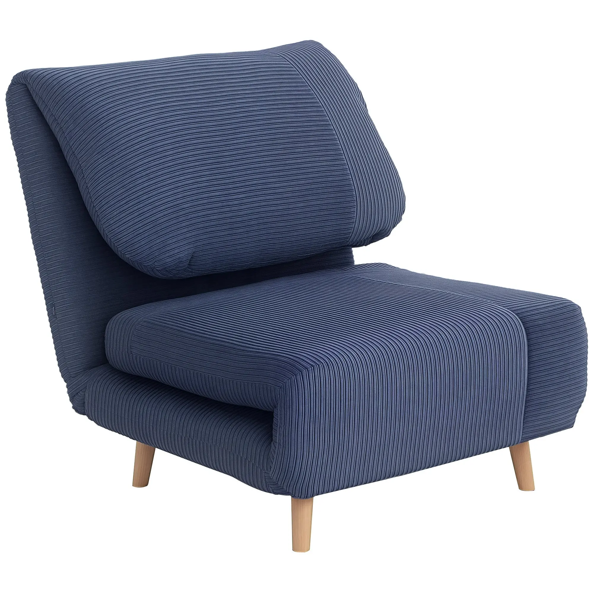 2-in-1 Sleeper Sofa Sleeper Chair Adjustable Folding Mattress Guest Bed in Corduroy Look, for Bedroom, Living Room Blue 82 x 89 x 83 cm
