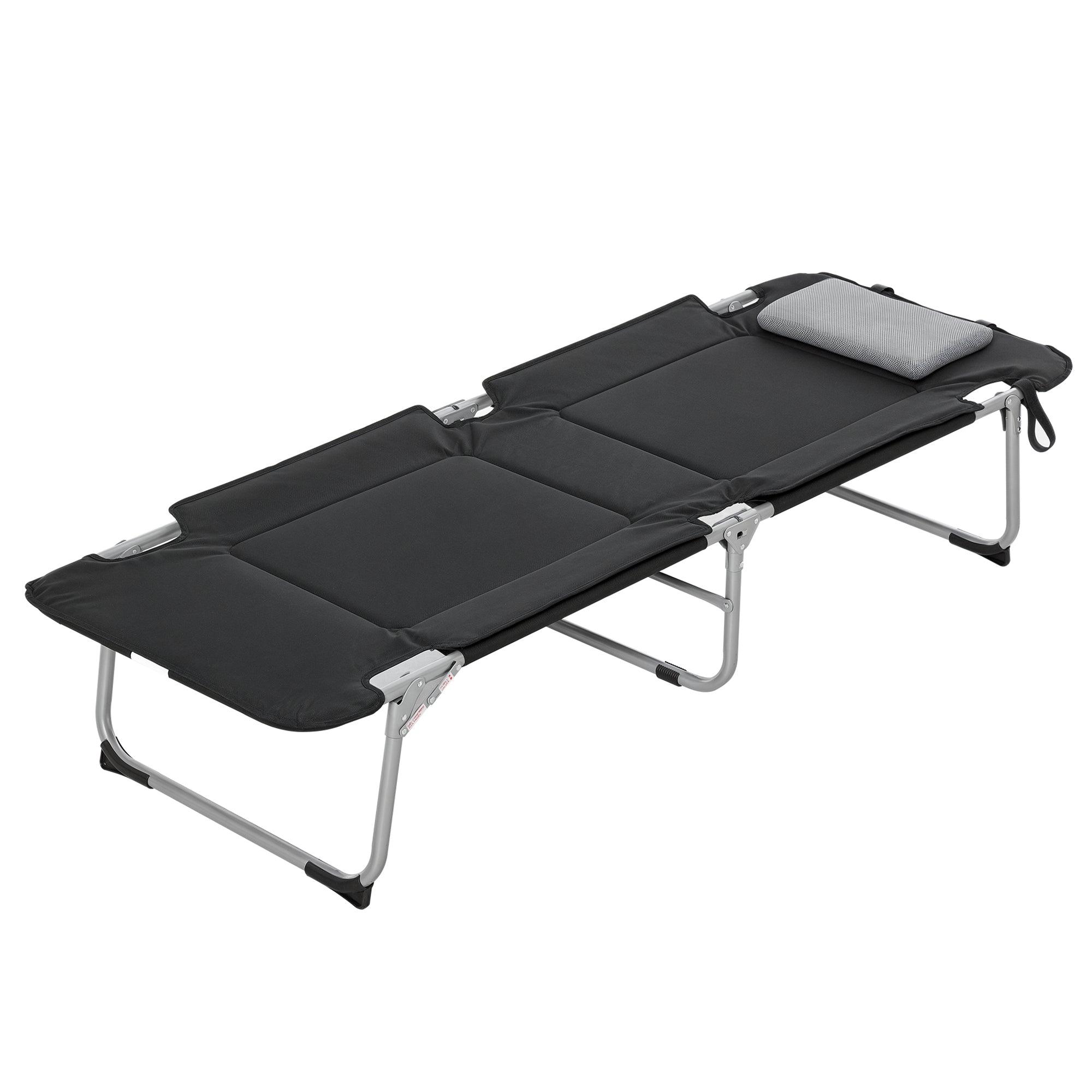 Outsunny Sklopivi Kamp Krevet s Jastučićem i Torbom za Nošenje 183 x 66 x 33 cm Krevet za Goste do 114 kg Sklopivi Krevet za Unutarnju, Vanjsku, Vrt i Kampiranje Crna