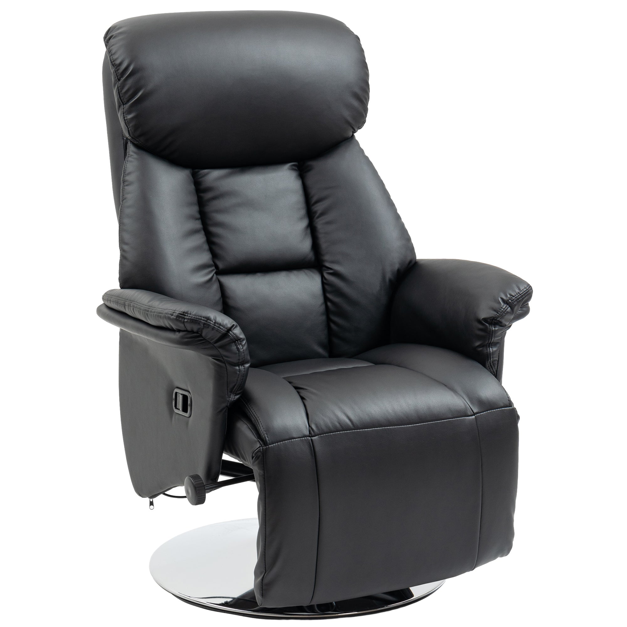 Recliner Chair Swivel TV Chair with Footrest 360° Rotating Reclining Armchair 130° Adjustable Faux Leather TV Armchair for Living Room Bedroom Black