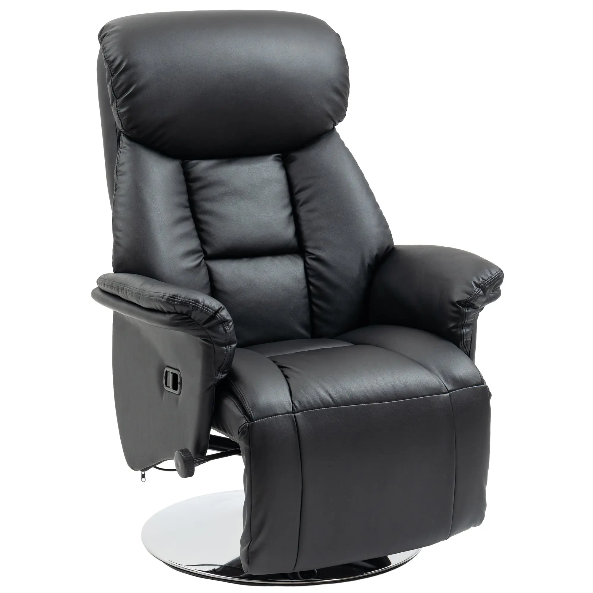 Recliner Chair Swivel TV Chair with Footrest 360° Rotating Reclining Armchair 130° Adjustable Faux Leather TV Armchair for Living Room Bedroom Black