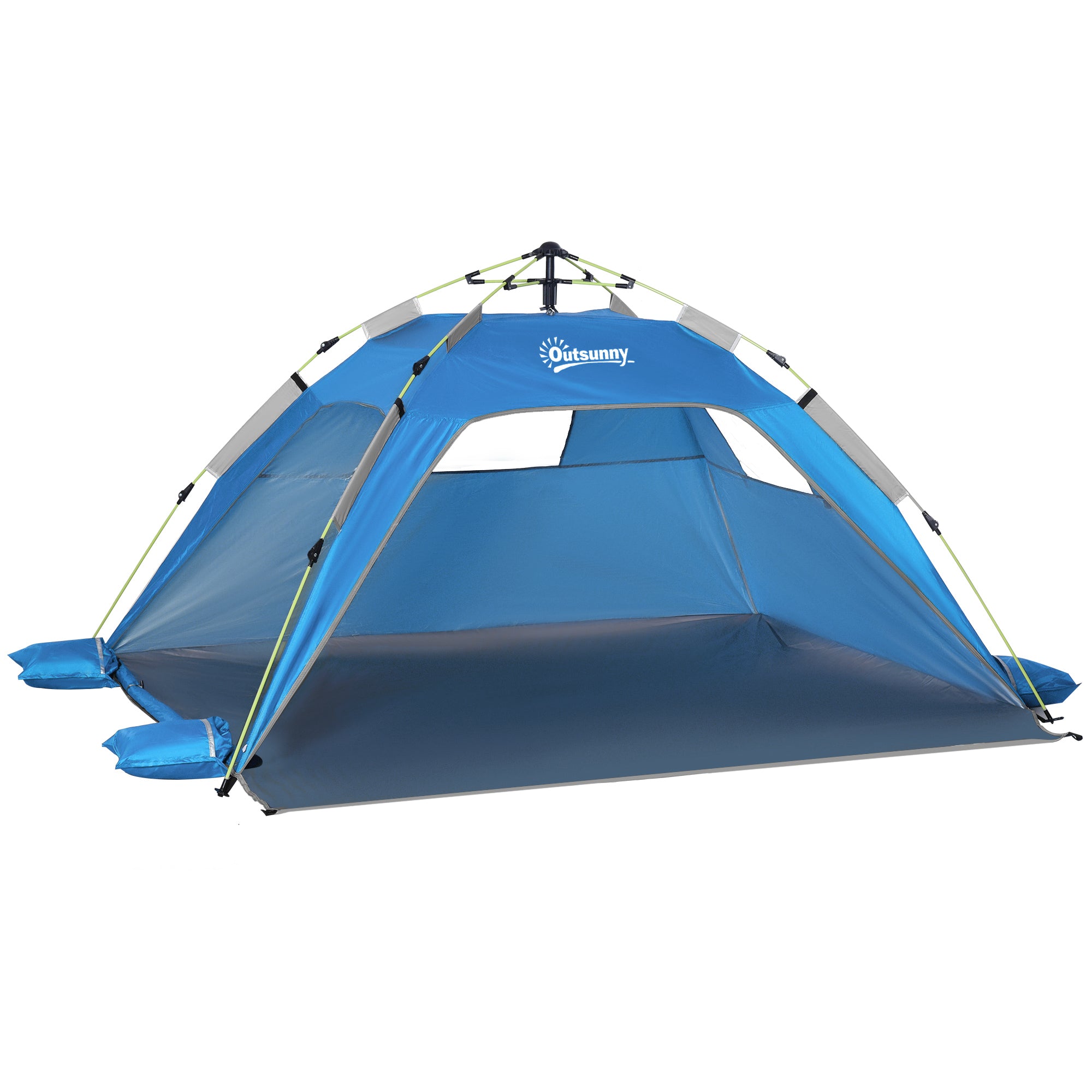 Outsunny Strandzelt Pop Up für 1-2 Personen mit Sonnenschutz und Reißverschlusstür, Tragetasche für Familie, Picknick, Strand, Himmelblau