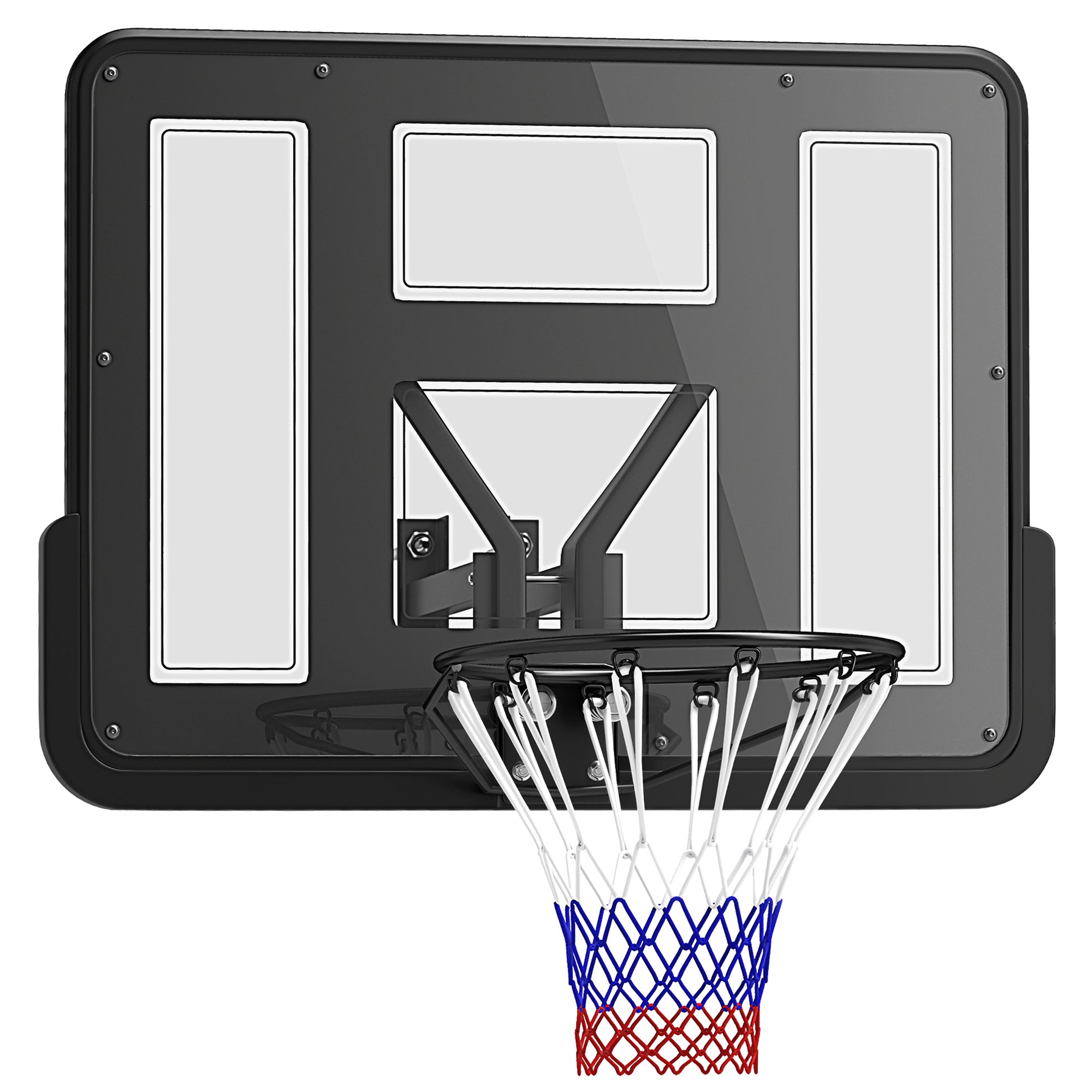SPORTNOW Basketballkorb mit Rückwand für Outdoor & Indoor, Basketballbrett mit Ø45 cm Stahlring und Netz, Wandmontage, Basketballbrett für Erwachsene, 110 x 80 x 75 cm, Schwarz