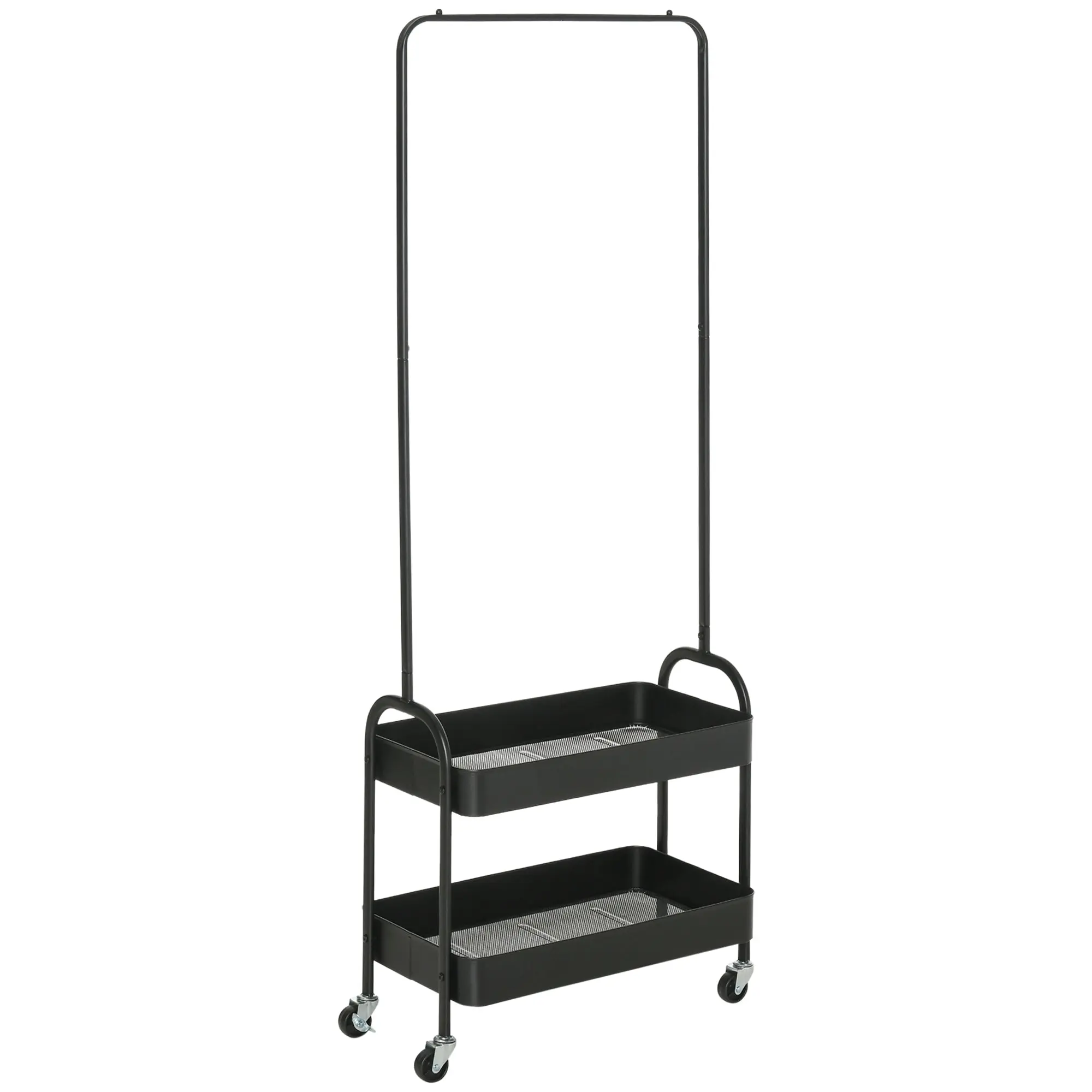 Clothes Rack on Wheels, Coat Stand with Clothes Rail, Shoe Rack, Freestanding Wardrobe made of Steel, for Living Room, Bedroom, up to 16 kg load capacity, Black