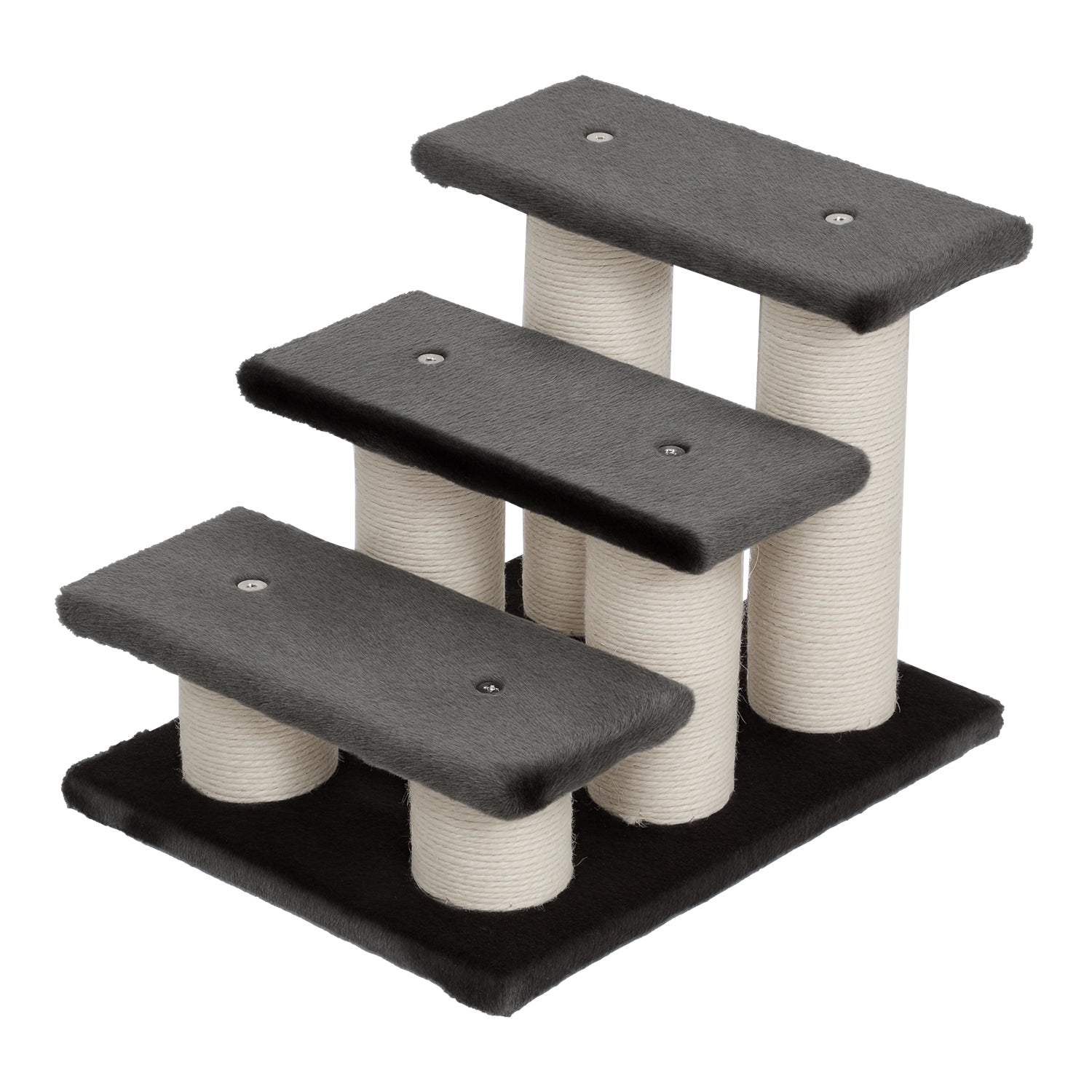 PawHut Pasje Stopnice 3 Koraki 34 cm Visoke Stopnice za Mačke in Pse Ramp za Vstop na Posteljo, Kavč - Temno Siva