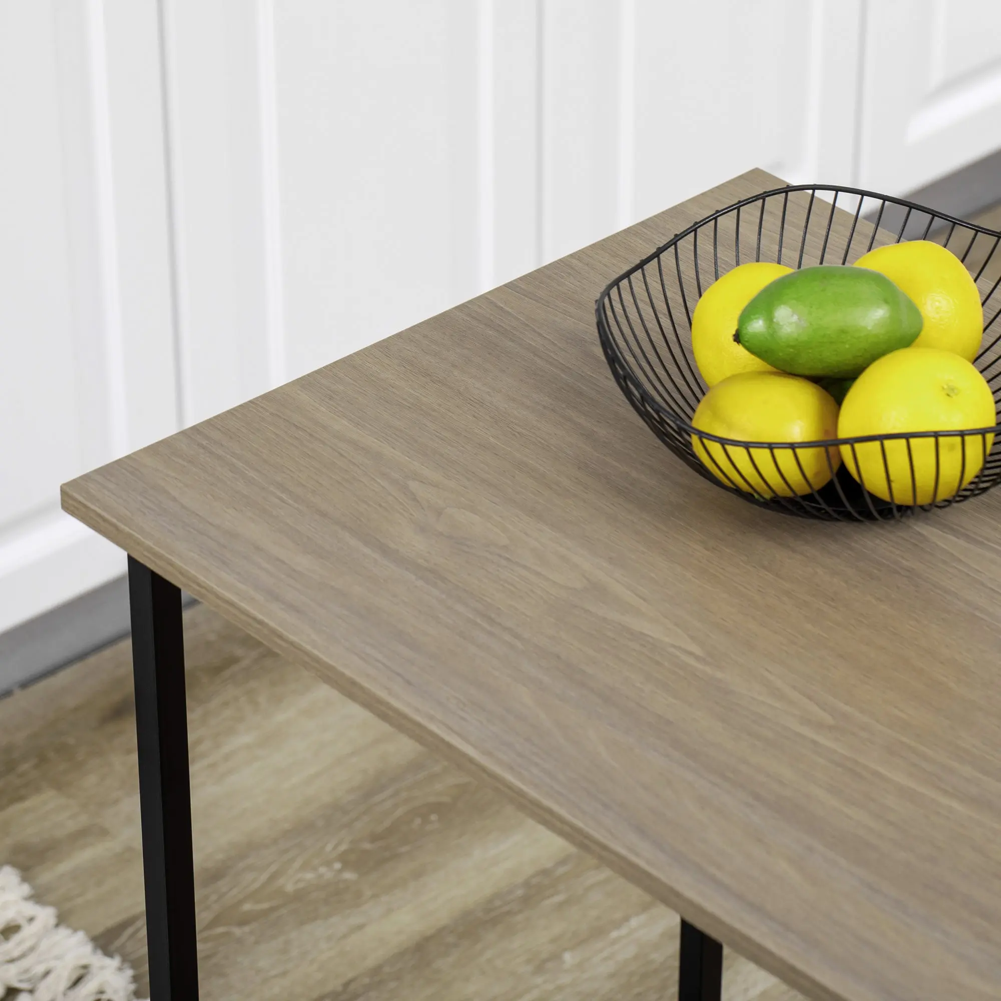 Bar Table with Storage Bistro Table Central Island Foldable Side Tabletop and 3 Shelves - 120 x 76 x 91.4 cm